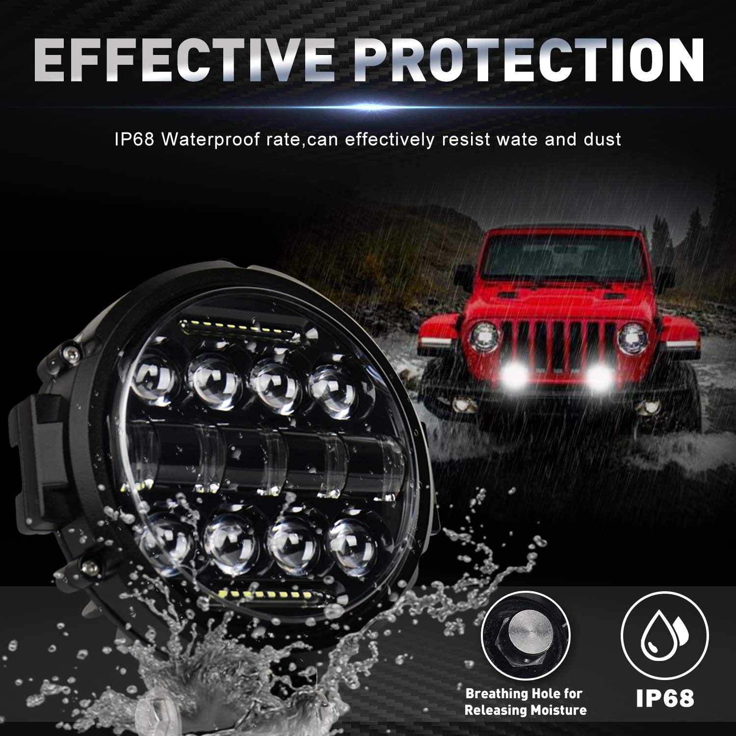 60W Round LED Work Light Bar - Flood & Spot Combo Beam with Daytime Running Lights | 2PCS Off-Road Driving Lights for Trucks, Pickups, SUVs, ATVs & UTVs | Perfect for Night Driving, Worksite Lighting & Outdoor Adventures
