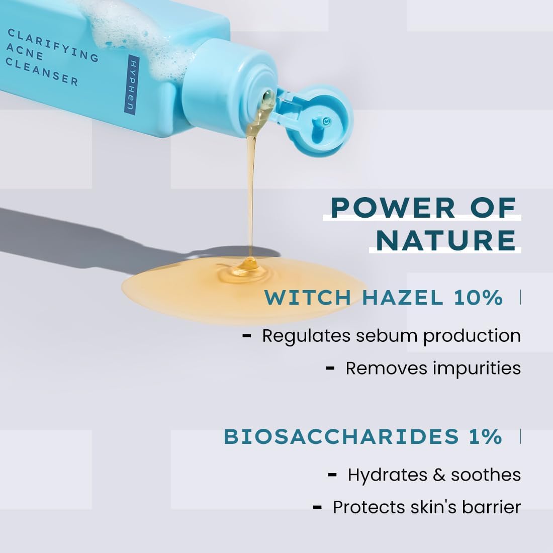 Hyphen Clarifying Acne Face Wash for Women & Men - 2% Salicylic Acid, Zinc PCA & 10% Witch Hazel Cleanser for Acne-Prone Skin - 100ml | Daily Deep Cleansing & Oil Control for Clear, Healthy Skin
