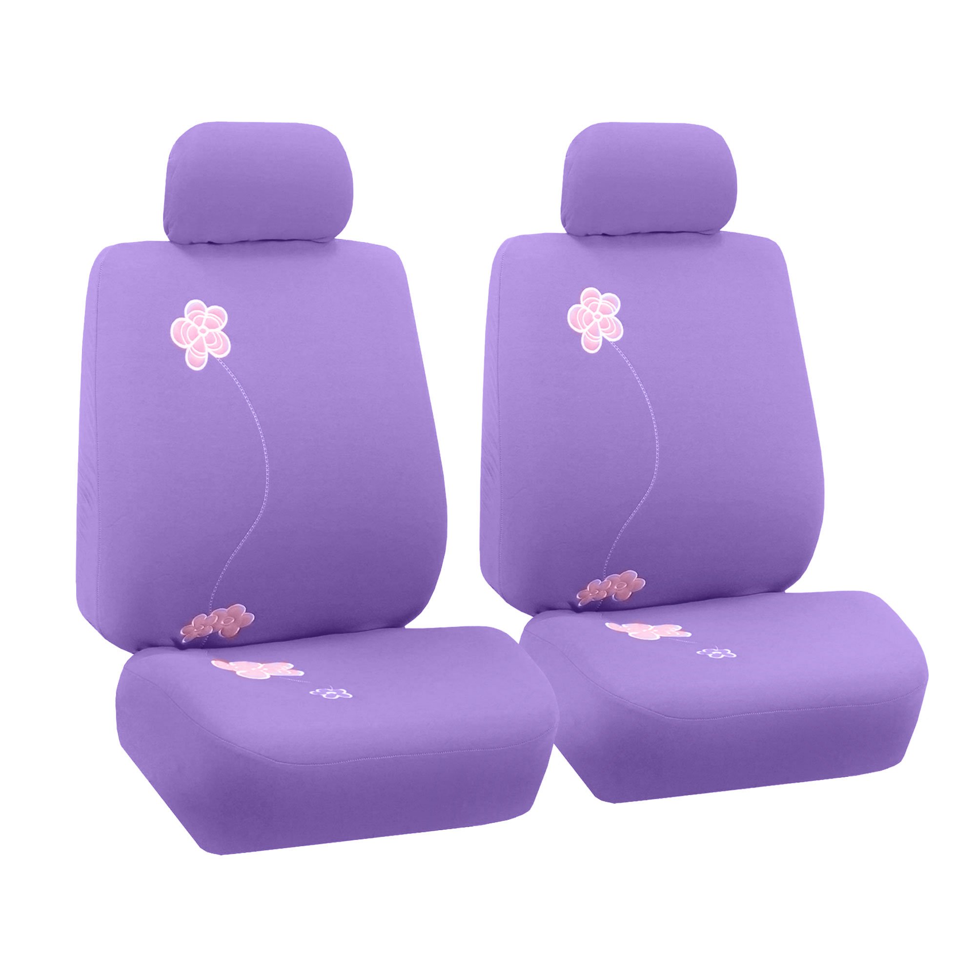 Floral Car Seat Covers for Front Seats - Airbag Compatible Universal Fit Purple Auto Seat Protectors for Cars, Trucks & SUVs | Perfect for Daily Commute, Road Trips & Interior Protection