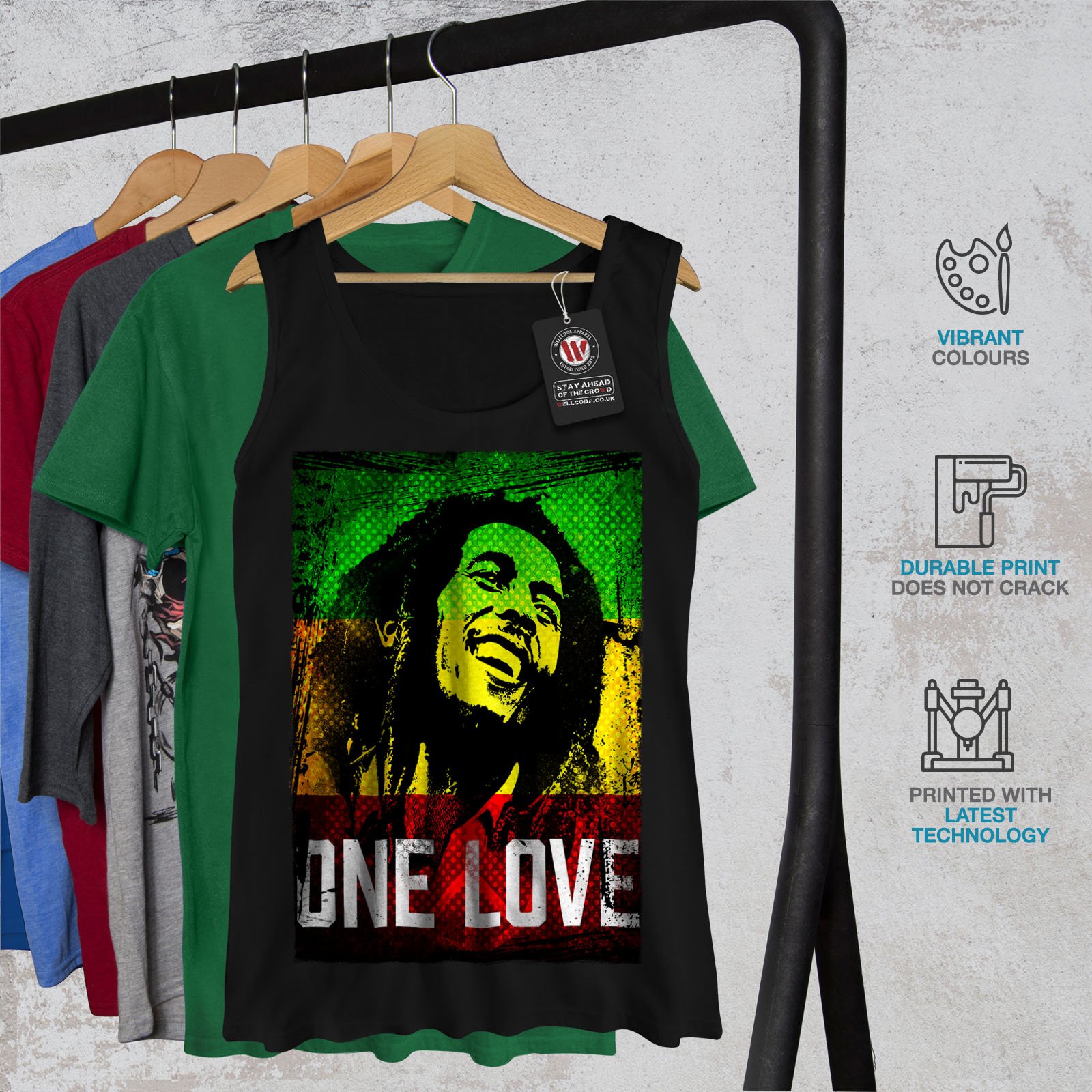 Wellcoda 420 One Love Pot Women's Rastafari Tank Top - Breathable Active Sports Shirt for Yoga, Gym & Festival Outfits