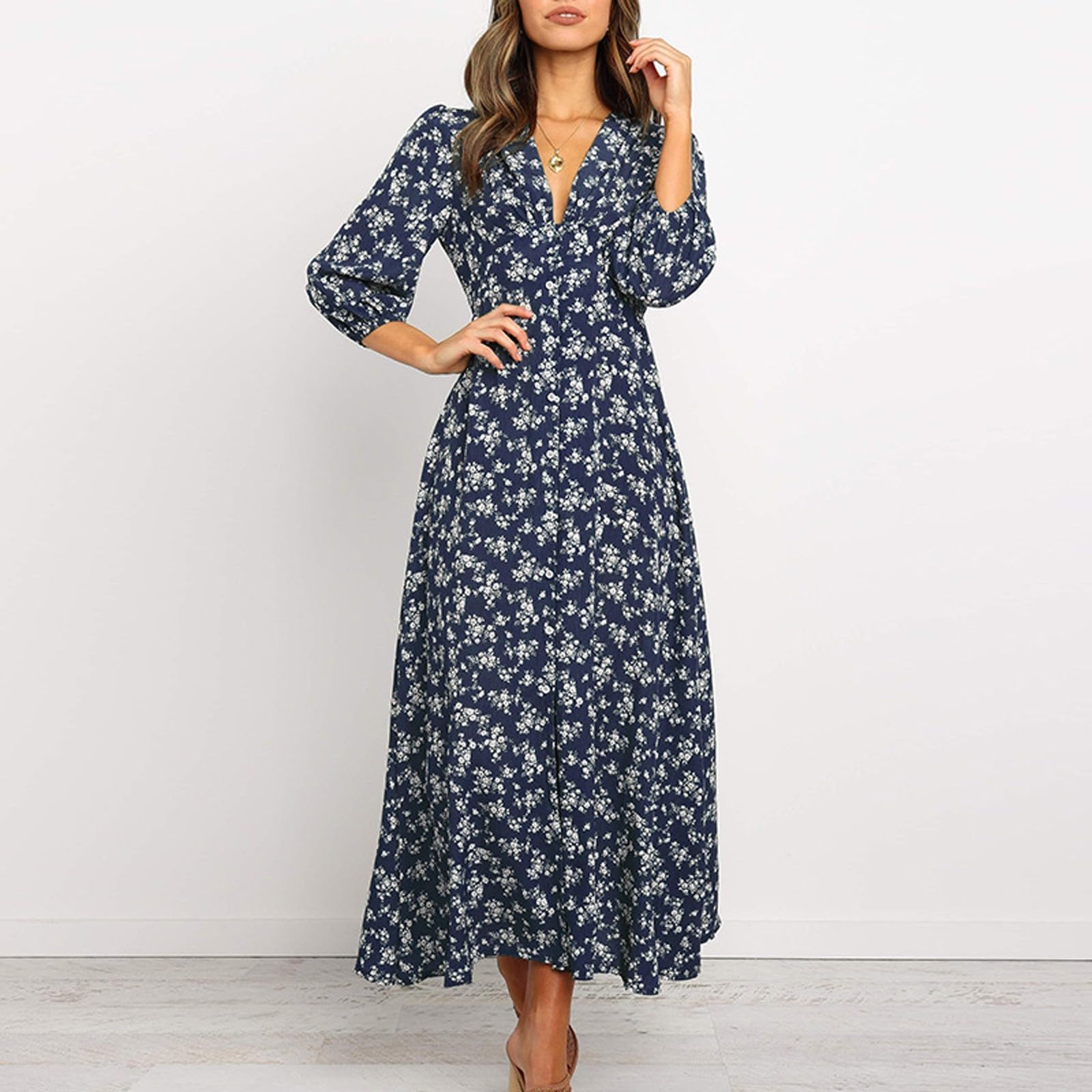 2024 Women's Bohemian Floral Maxi Dress - Long Sleeve Summer Party & Prom Dress for Spring Casual Wear | Perfect for Beach Vacations, Garden Parties & Date Nights