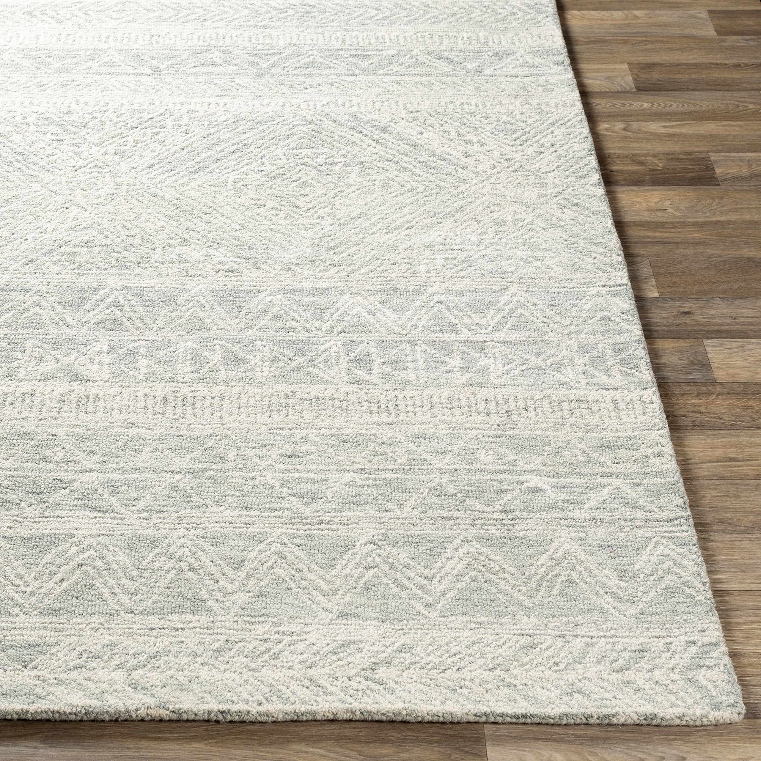 Bohemian Global Style Hauteloom Grahn Wool Area Rug 8' x 10' - Green & Beige Handwoven Rug for Living Room & Bedroom - Soft & Durable Home Decor for Cozy Spaces