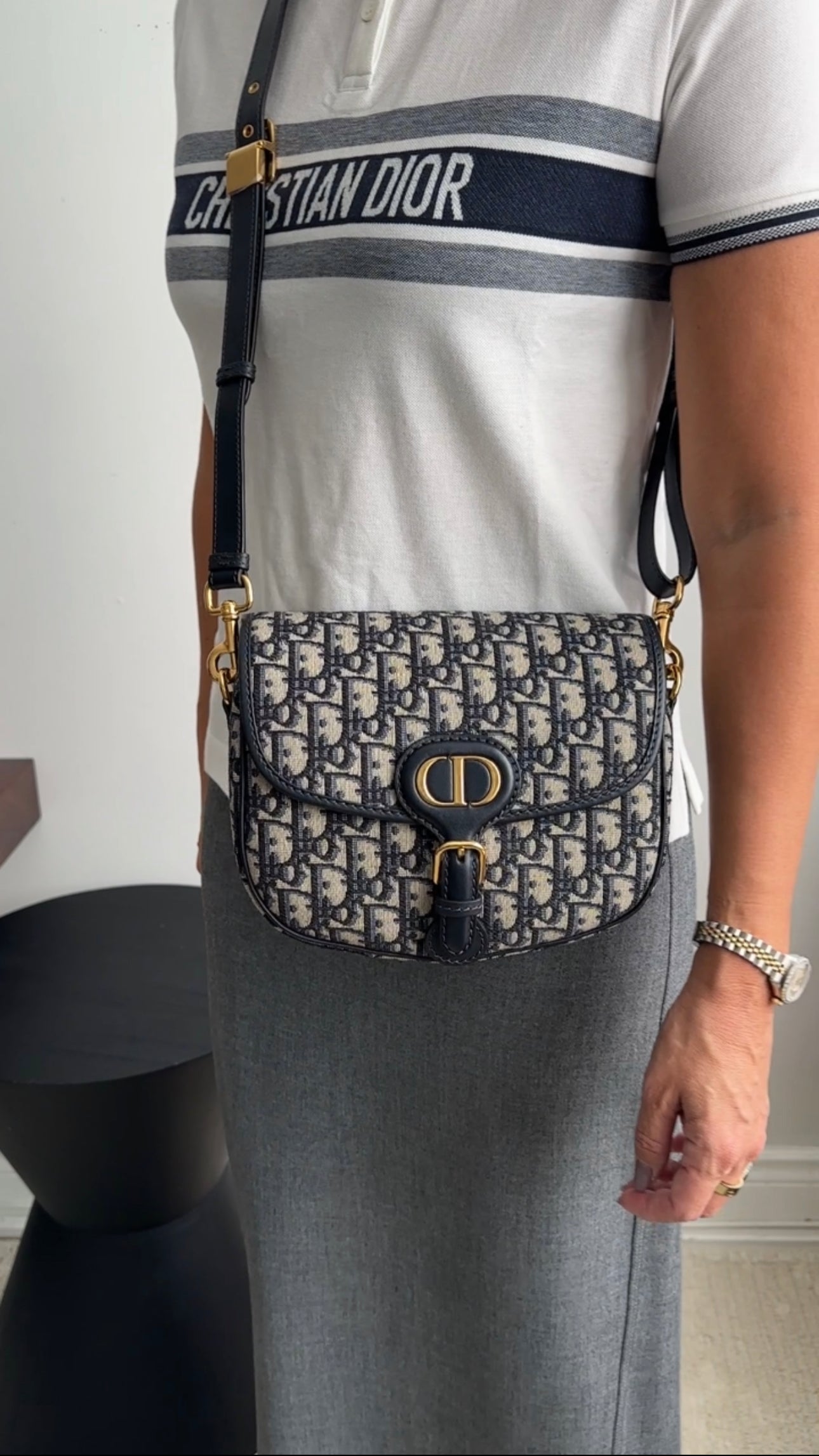 Christian Dior Navy Blue Oblique Jacquard Medium Bobby Bag - Luxury Designer Handbag for Women, Perfect for Work, Travel & Special Occasions