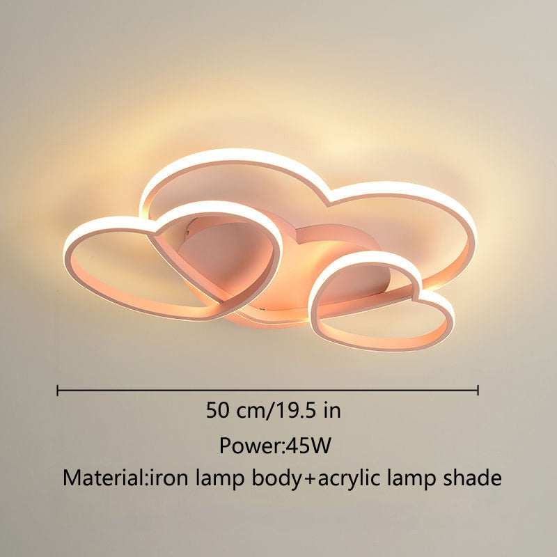 Girls Heart-Shaped Ceiling Light - Pink LED Nursery Room Decor for Kids & Baby Girls - Perfect for Bedroom, Playroom, and Birthday Party Decorations