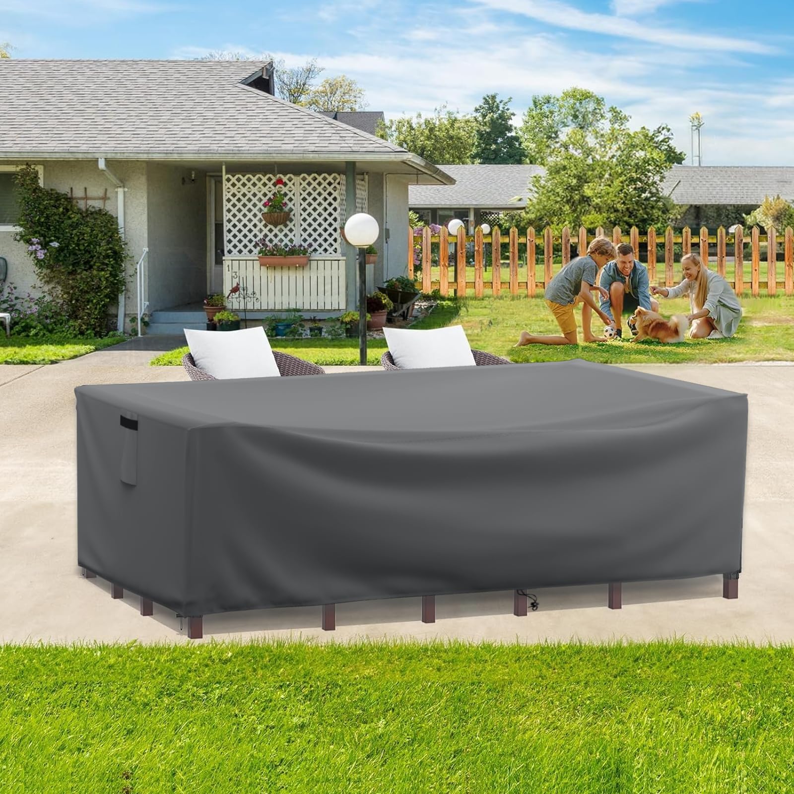 STARTWO Waterproof Heavy Duty Outdoor Sectional Sofa Covers - Durable Patio Furniture Protection for Garden, Deck & Backyard (Fits Rectangular Dining Sets & Chair Covers) - Perfect for All Weather & Seasonal Storage