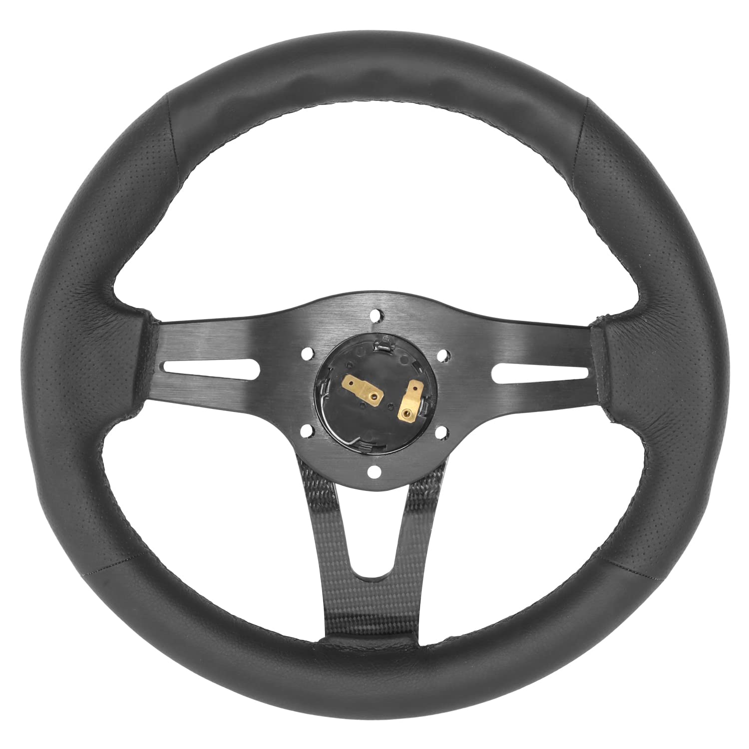 NRG Innovations NRG-RST-002RCF 320mm Lightweight Carbon Fiber Steering Wheel - Black Leather with Rivets for Racing, Drifting & Performance Cars | Sporty Interior Upgrade for Track Days & Street Driving