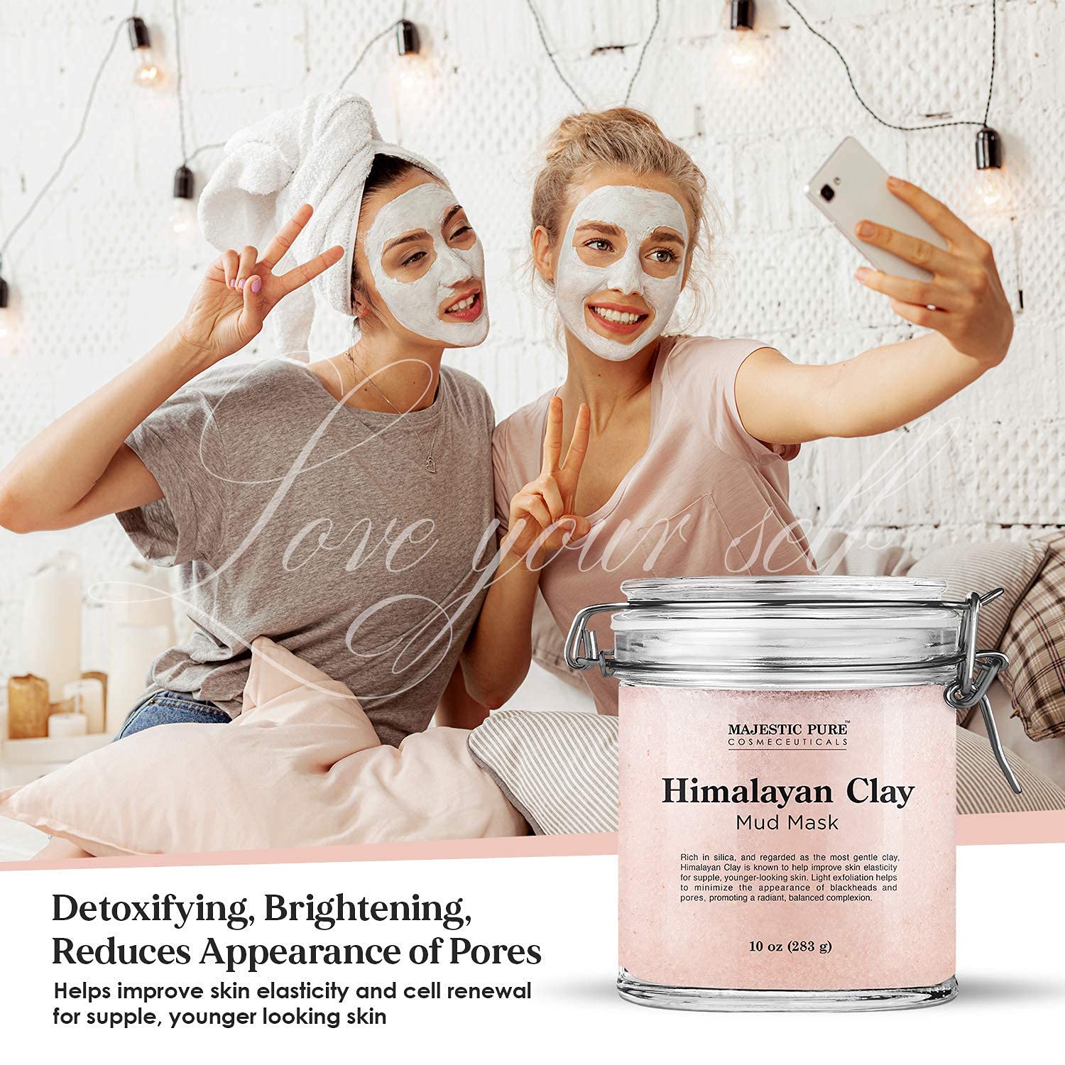 Majestic Pure Dead Sea Mud Mask & Himalayan Clay Mask Bundle - Natural Skin Care for Women & Men - Deep Cleansing, Detoxifying & Pore Minimizing for Glowing Skin - Perfect for Spa Days & At-Home Self Care