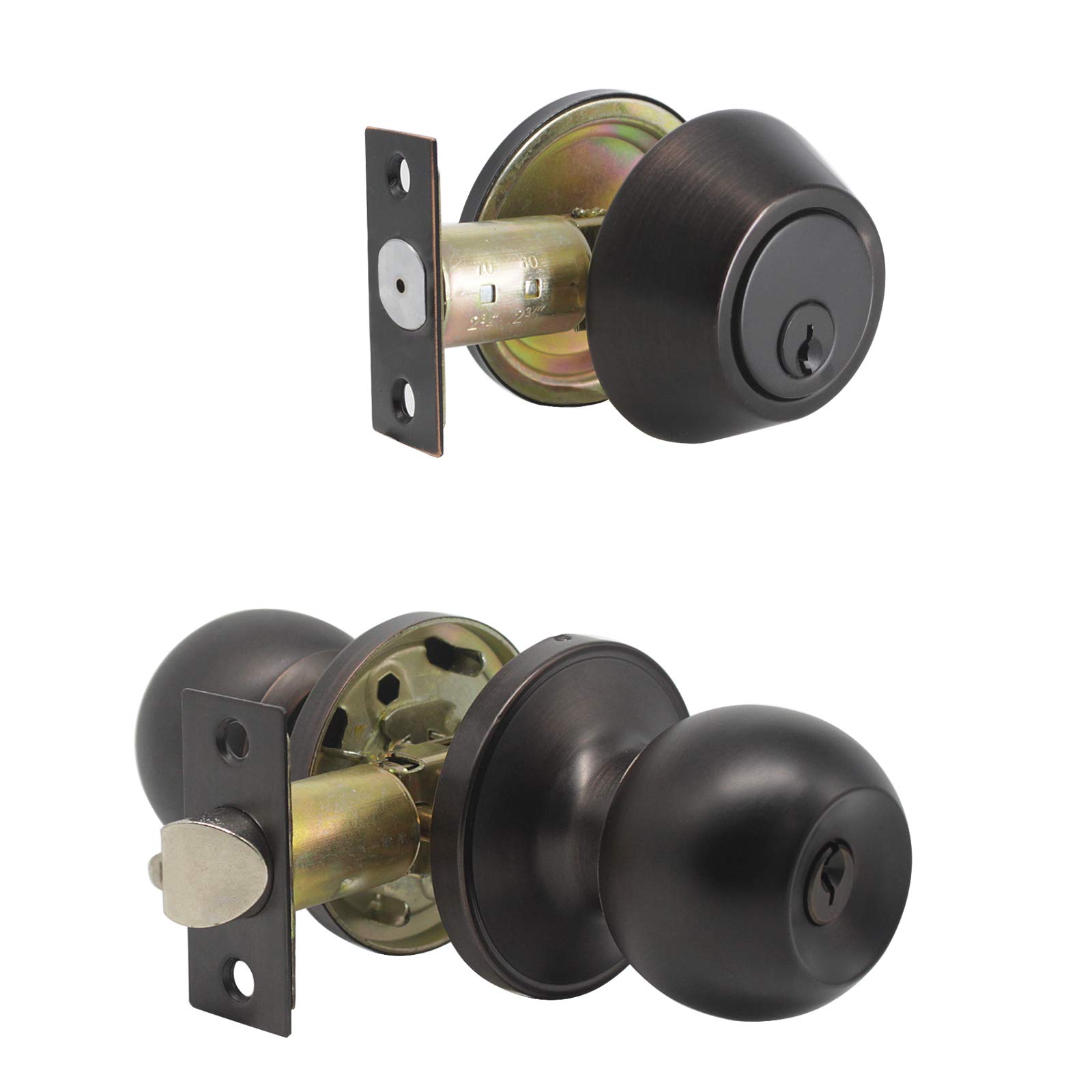 Gobrico Classic Oil Rubbed Bronze Entry Door Lock Set with Single Cylinder Deadbolt - 1 Pack Keyed Alike for Enhanced Home Security | Perfect for Front Doors, Entrance Gates & Main Entryways