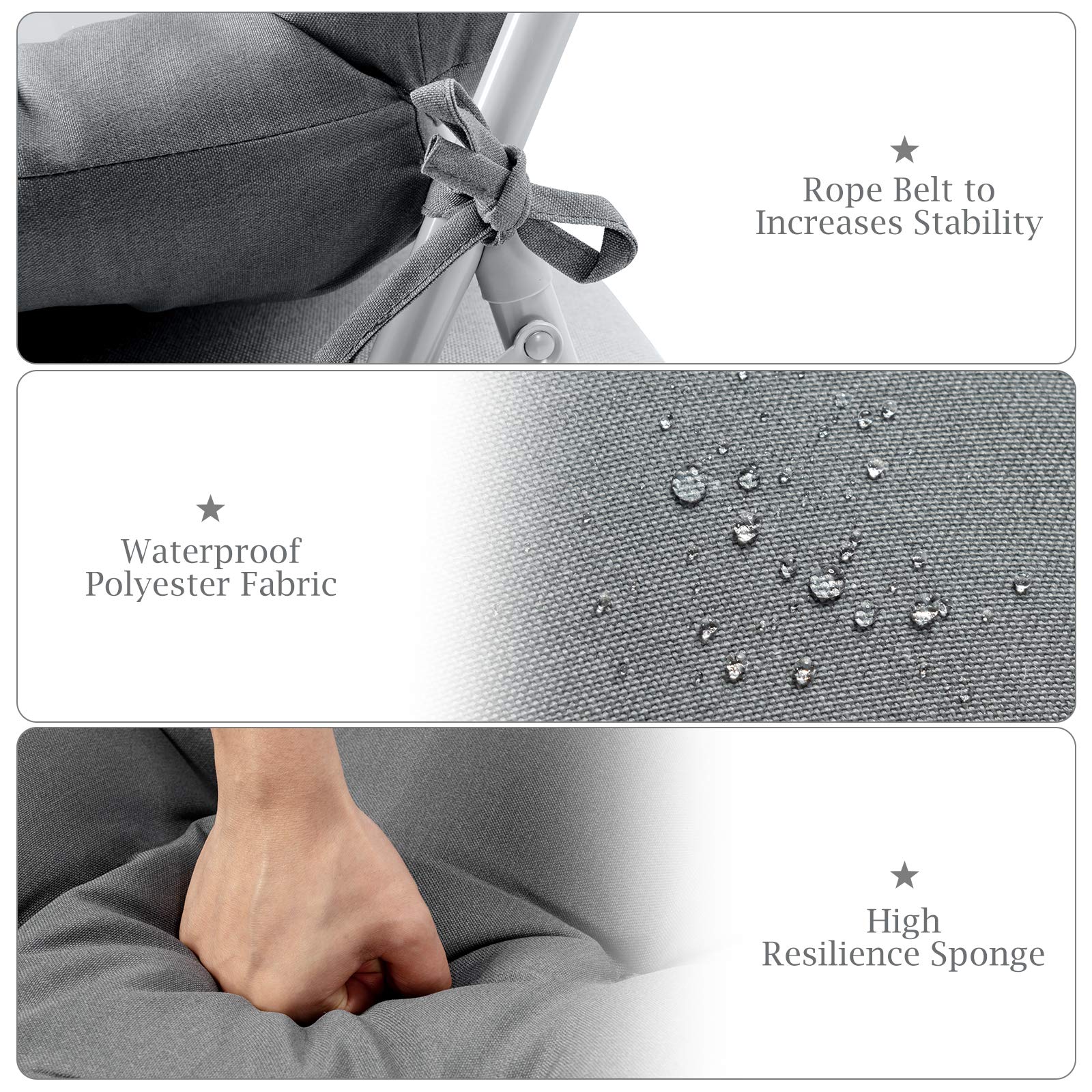 **Tangkula High Back Patio Chair Cushion Set of 2 – Tufted Non-Slip Outdoor Seat Cushions with Ties for Rocker, Glider & Wicker Furniture – Water-Resistant Grey Cushions for Indoor & Outdoor Use (Perfect for Porch, Deck, Garden & Poolside Relaxation)**