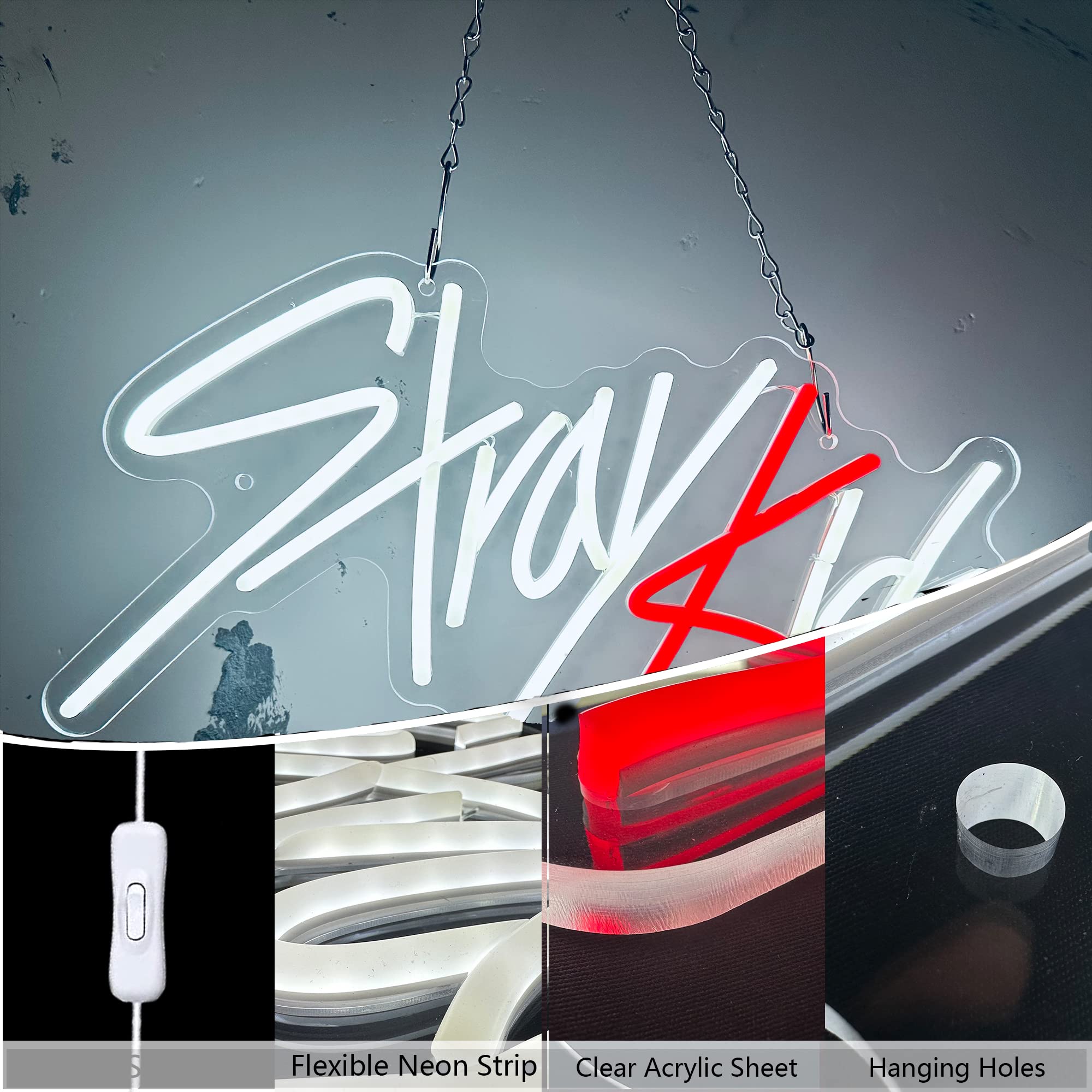 Stray Kids LED Neon Sign - Kpop Wall Decor, USB Powered Neon Light for Bedroom, Gaming Room, Office - Perfect Gift for Christmas, Birthday, Fans - Night Light for Boys & Girls (15.7x9.8 Inches) - Ideal for Kpop Fan Rooms, Gaming Setups & Teen Bedroom Decor