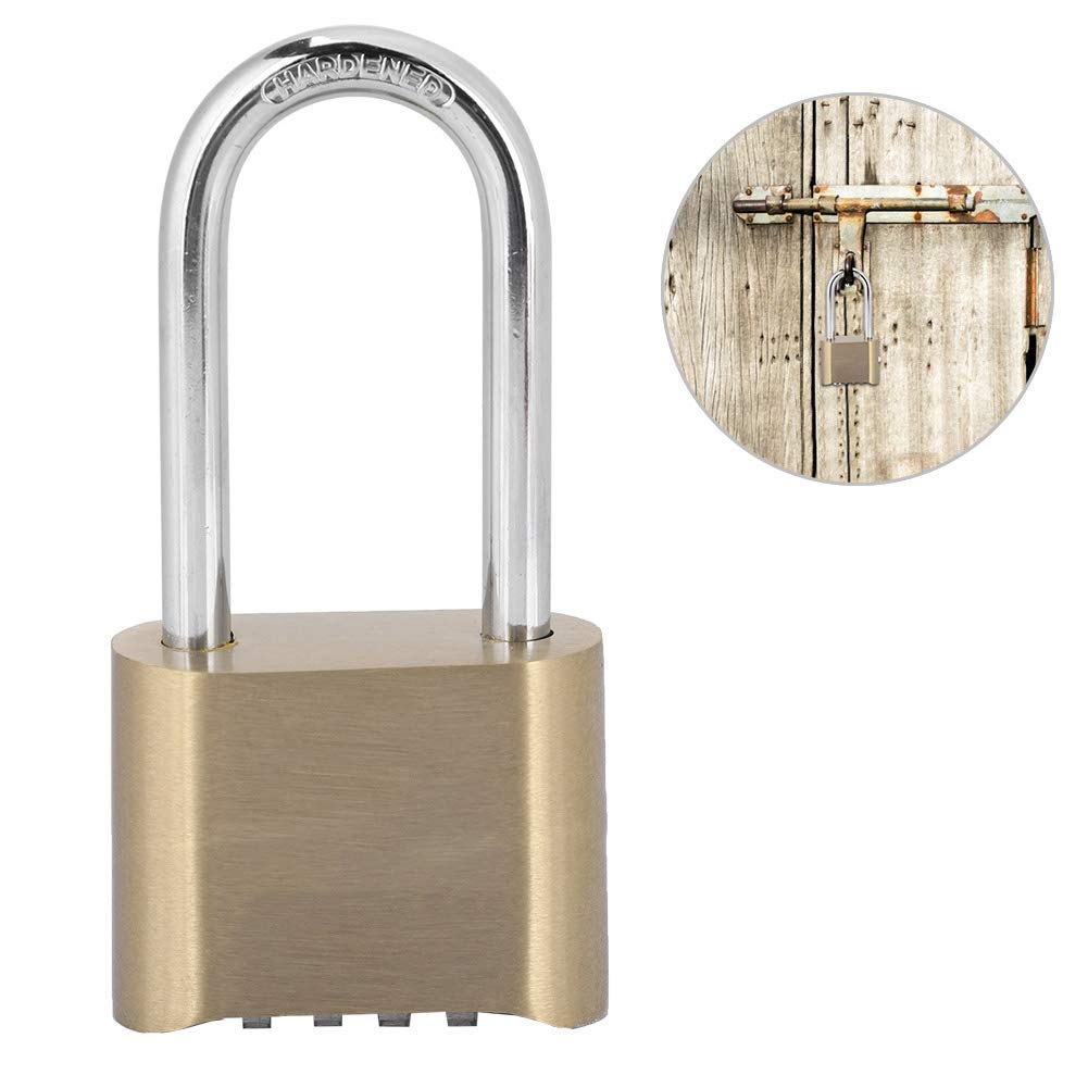 4-Dial Combination Padlock - Brass Travel Luggage Lock with Resettable Code for Suitcases, Backpacks, Lockers & Gym Bags | Secure Your Belongings During Travel, Workouts & Storage