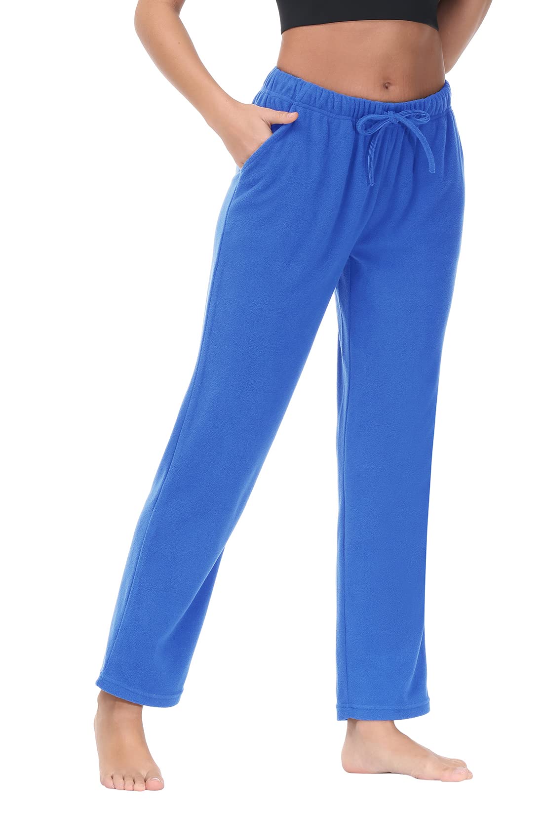 COZZIPLUS Women's Fleece Lounge Pants - Lightweight Polar Fleece Sweatpants with Pockets, Straight Leg Comfort Pajama Pants for Women | Perfect for Home, Yoga, Travel & Winter Relaxation