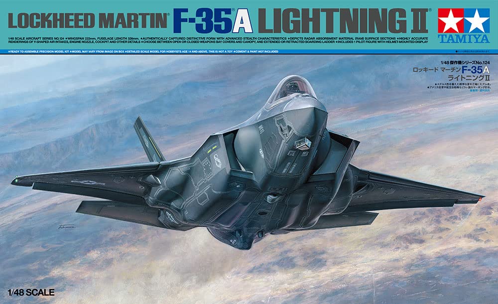 TAMIYA Lockheed Martin F-35A Lightning II 1/48 Scale Plastic Model Kit - Military Aircraft Model Building for Collectors & Hobbyists - Perfect for Display, Gifts & Aviation Enthusiasts