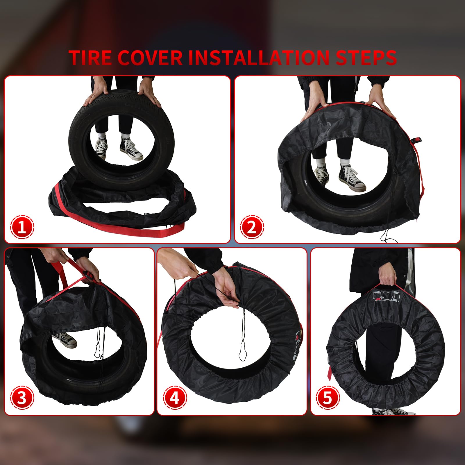 Geloo 4PCS Waterproof Dustproof Polyester Tire Covers for 19