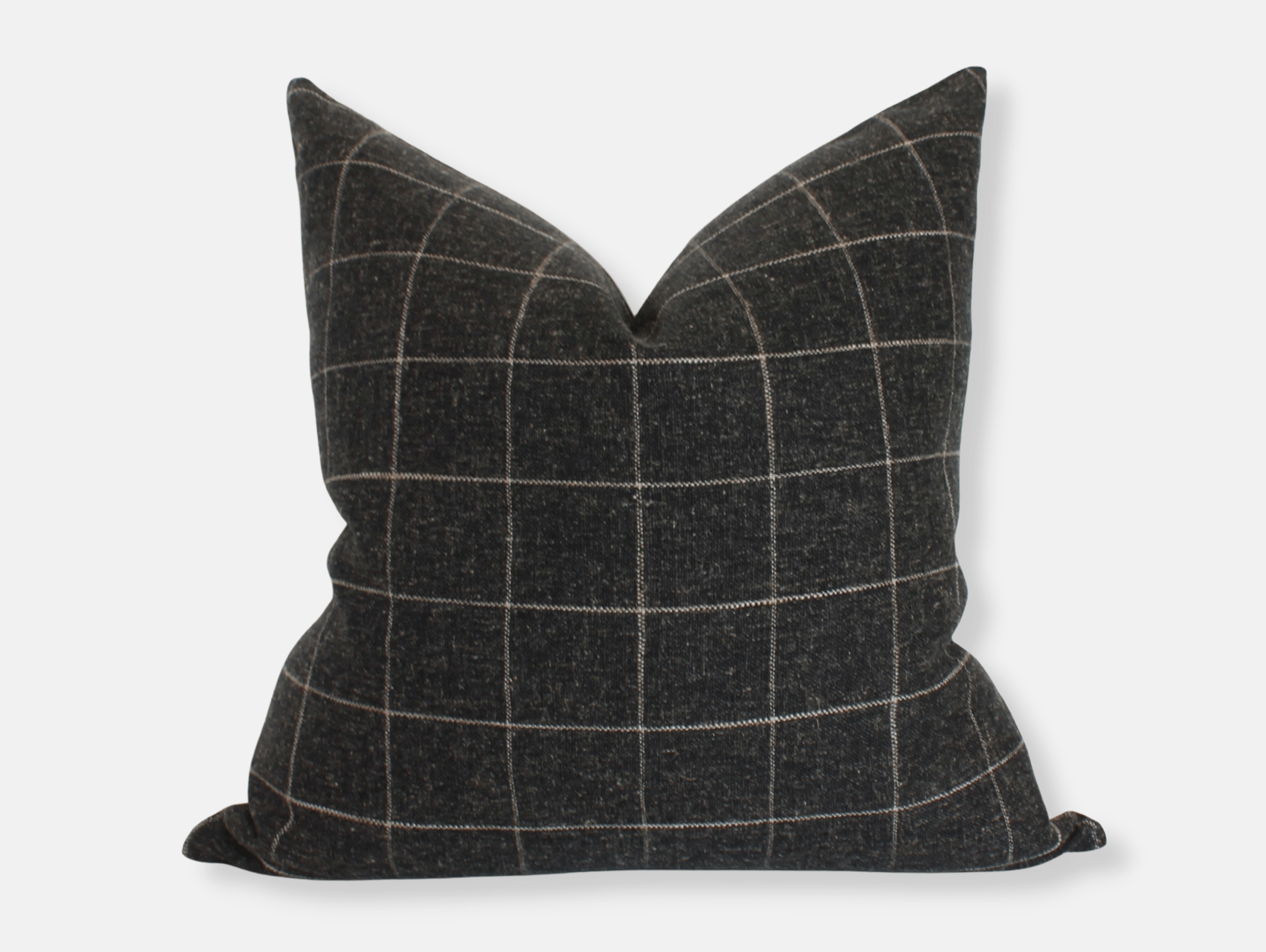 Black Plaid Pillow Cover - Soft Decorative Cushion Case for Sofa, Bed, Chair - 18x18 Inches - Home Decor Living Room & Bedroom Accessories