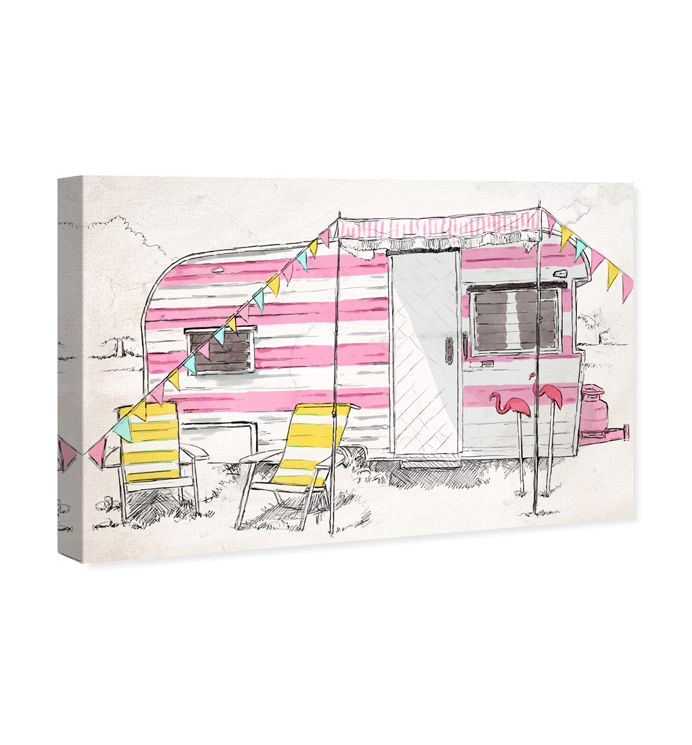 Oliver Gal Artist Co. Camper Wall Art Canvas Print - 30x20 Inch Pink & White Home Decor for RV, Bedroom, Living Room | Entertainment & Hobbies Themed Wall Art for Travel Lovers