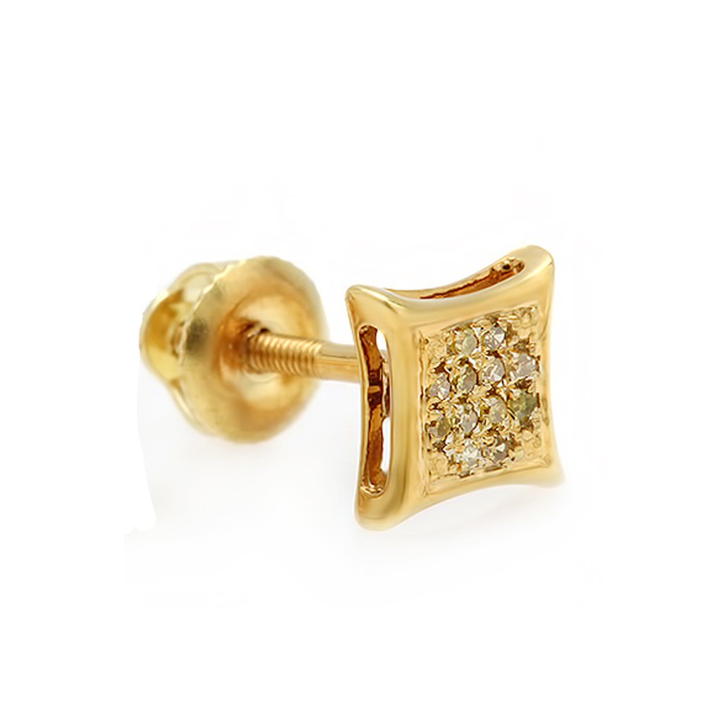 0.05ctw Yellow Round Diamond Kite Stud Earrings - Dazzlingrock Collection - Micro Pave Setting - Perfect for Weddings, Parties & Special Occasions