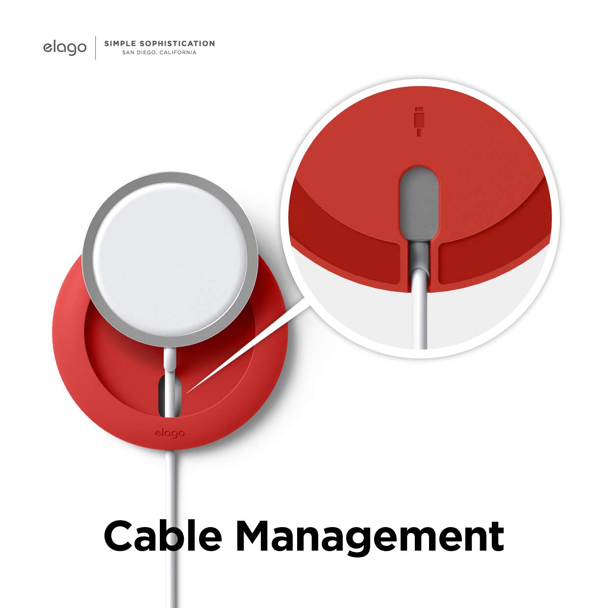 elago Magnetic Charging Pad for iPhone 16/15/14/13/12 & AirPods Pro/3/4 - Secure Anti-Slip MagSafe-Compatible Wireless Charger Stand (Red) - Perfect for Home, Office & Car Use [Magsafe Charger Not Included]