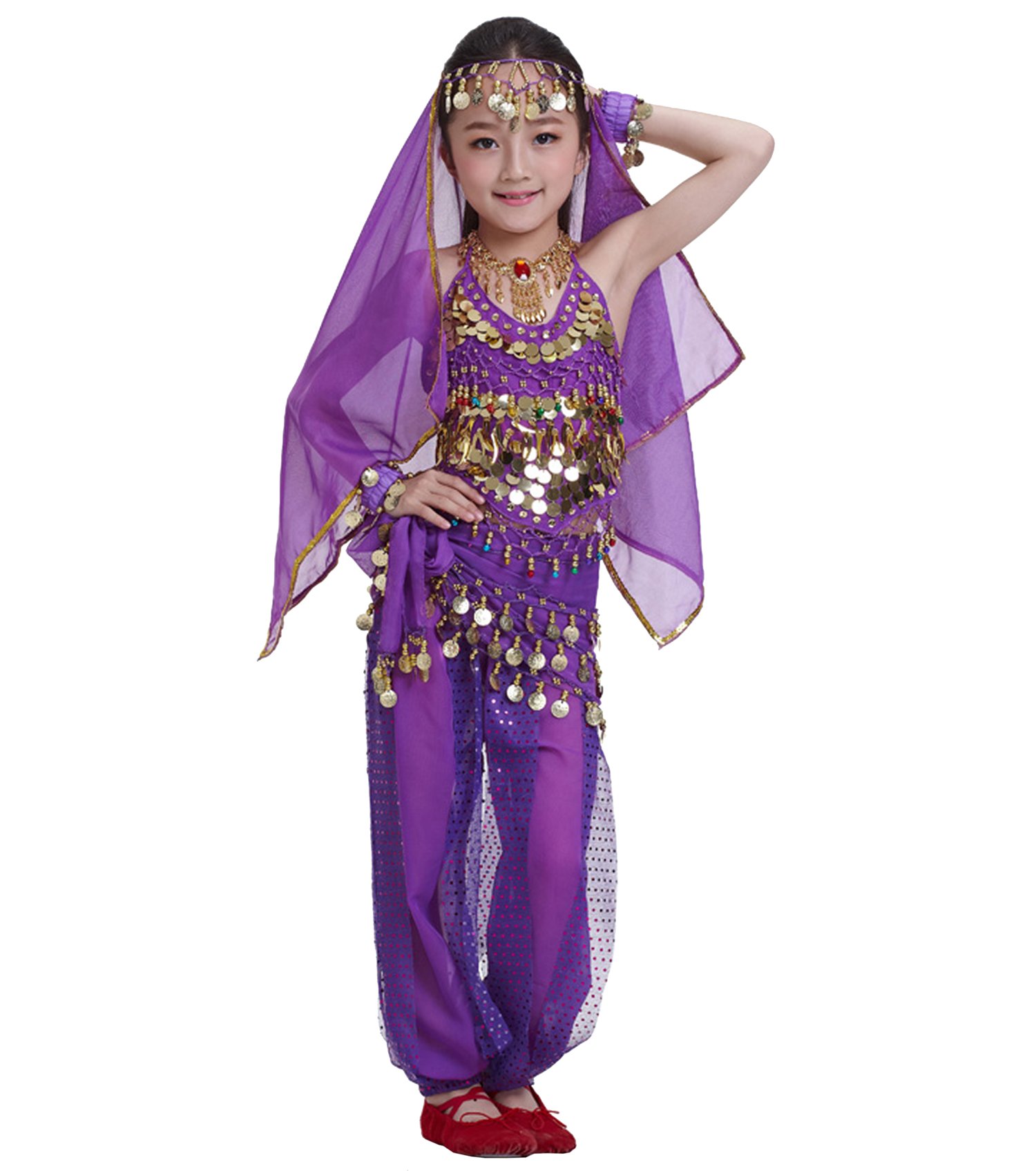 Kids Princess Indian Belly Dance Costume Set - Bollywood Cosplay Outfit for Girls | Perfect for Halloween, Dance Performances & Dress-Up Parties