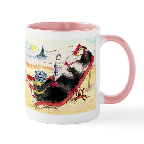White/Pink Inside - Border Collie Mug