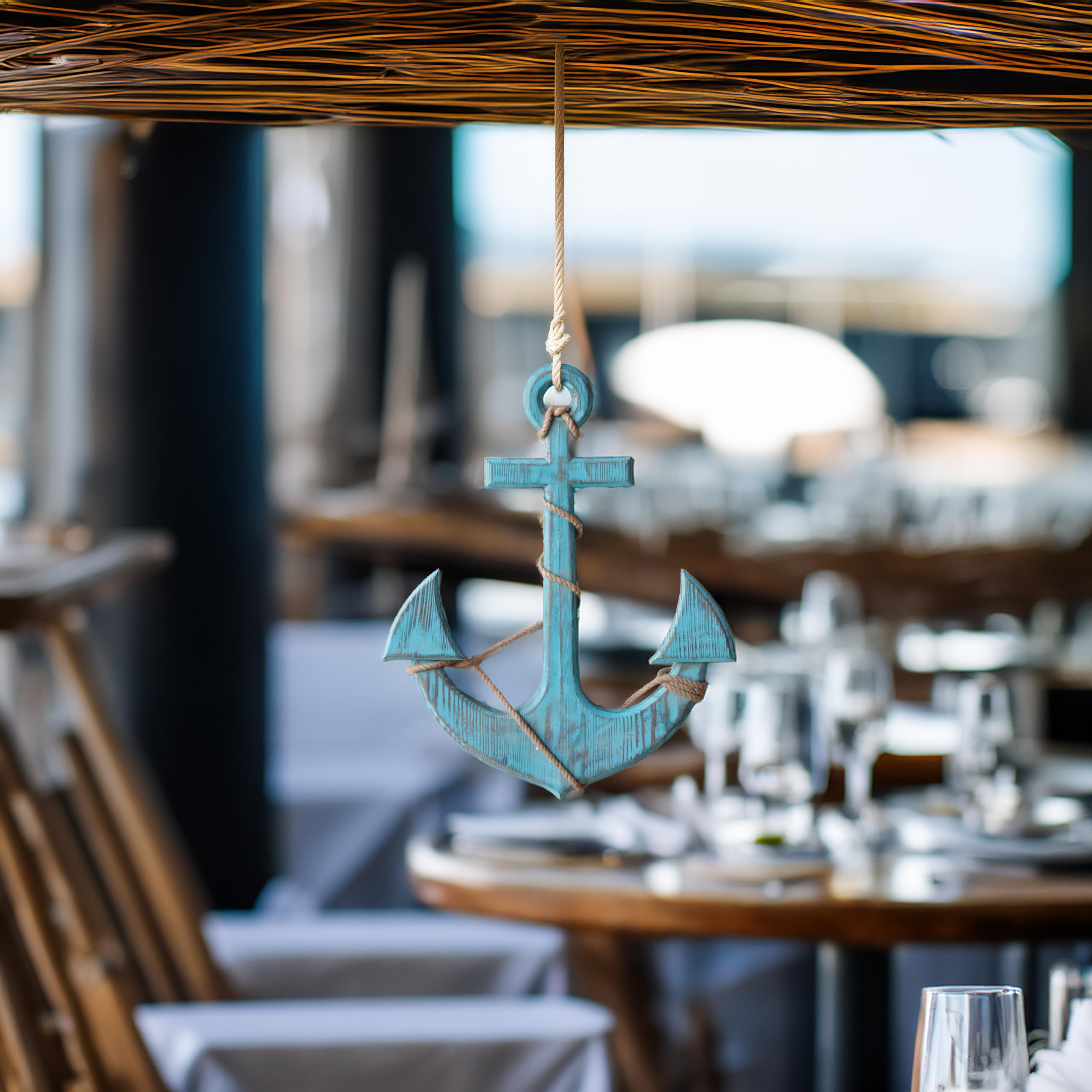 Nagina International Forest Frog Blue Decorative Anchor with Ropes - 18 Inch Nautical Wall Hanging for Home, Office & Boat Decor | Perfect Gift for Beach House & Coastal Theme Rooms