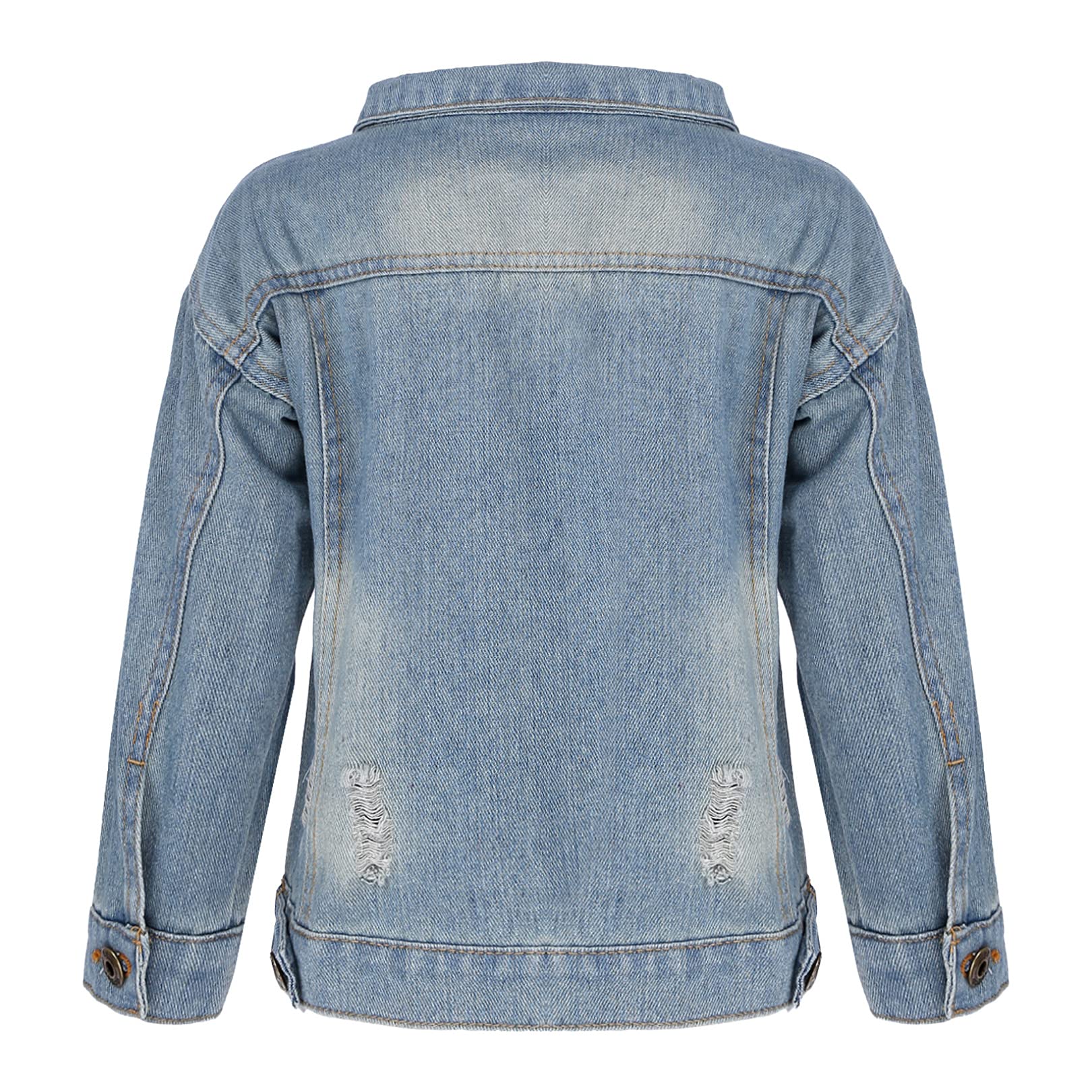 EasyForever Boys' Western Style Ripped Denim Jacket - Distressed Long Sleeve Button Up Jean Coat for Kids | Perfect for School, Outdoor Adventures & Casual Wear