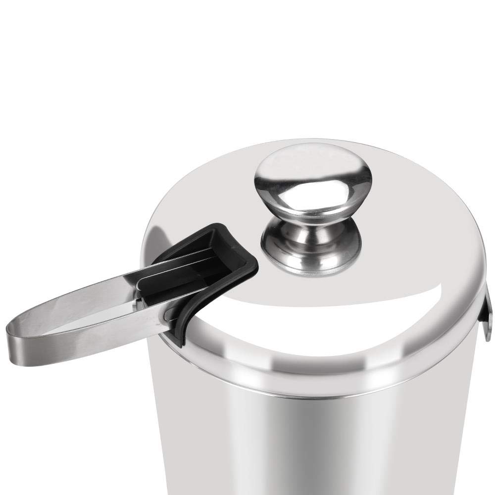 Premium Stainless Steel Ice Cube Container - 1.3L Double Walled Insulated Ice Bucket with Tongs, Lid & Metal Scoop - Perfect for Cocktails, Parties & Home Bar Accessories