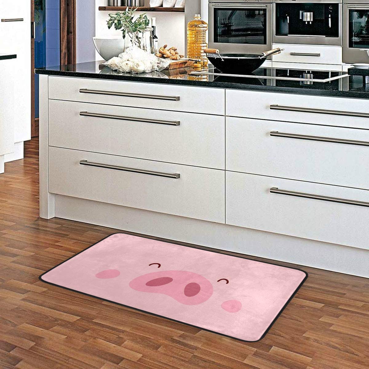 Cute Pig Pink Non-Slip Kitchen Rugs - Soft Bath Mat & Runner for Home Decor (39