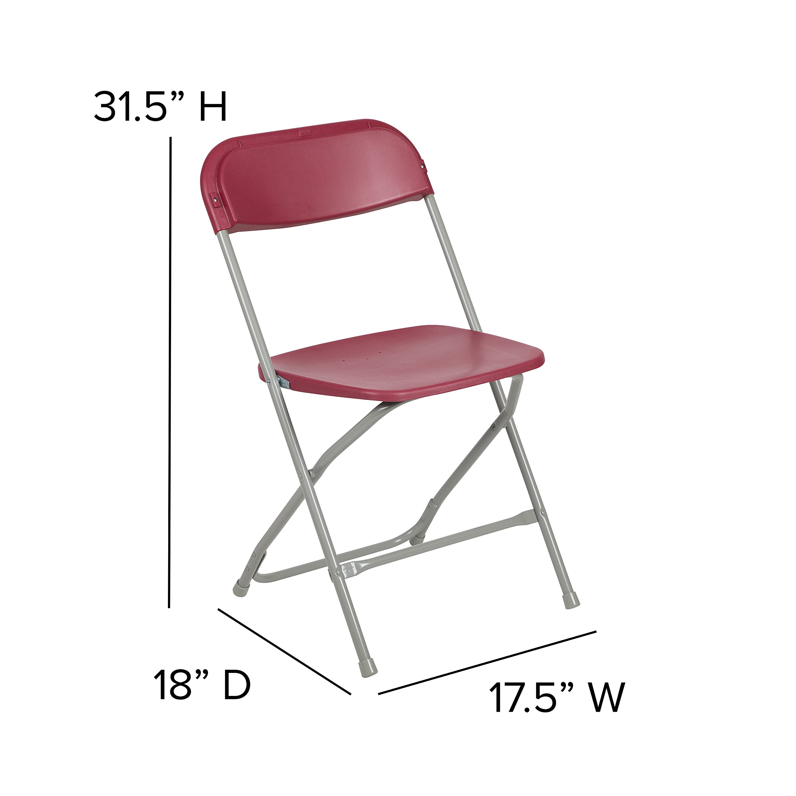 EMMA + OLIVER 4-Pack Red Plastic Folding Chairs - 650LB Weight Capacity, Lightweight & Comfortable Event Chairs for Parties, Weddings, Picnics, and Outdoor Gatherings