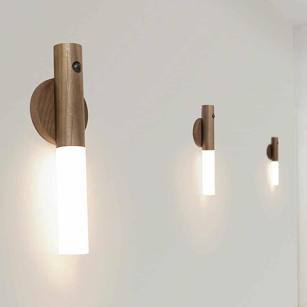GINGKO Smart Baton Motion Sensor Light - Natural Walnut Wood LED Night Light for Hallway, Staircase & Bedroom