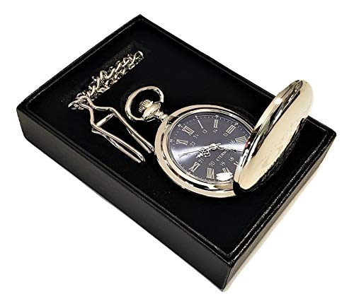 5 Personalized Engraved Pocket Watches with Gift Box & Stainless Steel Chain - Vintage Wedding Groomsmen Gifts, Best Man Gift Set (Black) - Perfect for Weddings, Anniversaries & Special Occasions