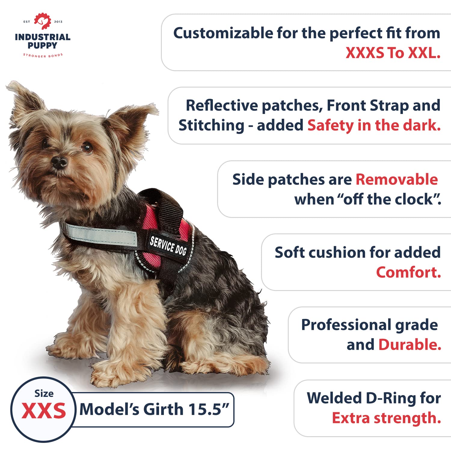 Industrial Service Dog Vest with Handle - No Pull Harness for Large Dogs, ESA & Working Dogs - Adjustable Reflective Training Vest for Small to Large Breeds - Perfect for Public Access, Therapy Work & Outdoor Adventures