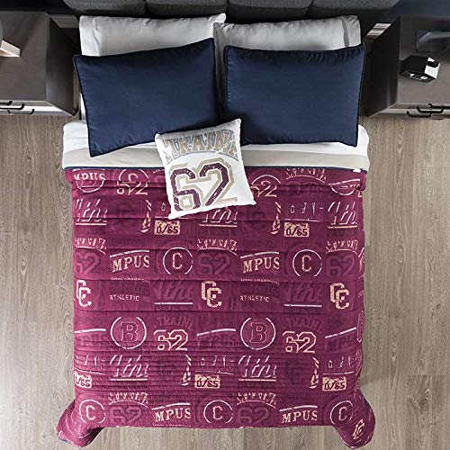Minneapolis Campus Teens Reversible 8-Piece Queen Comforter Set - Burgundy & Grey Dorm Bedding for College Students | Soft & Cozy Reversible Design for All Seasons