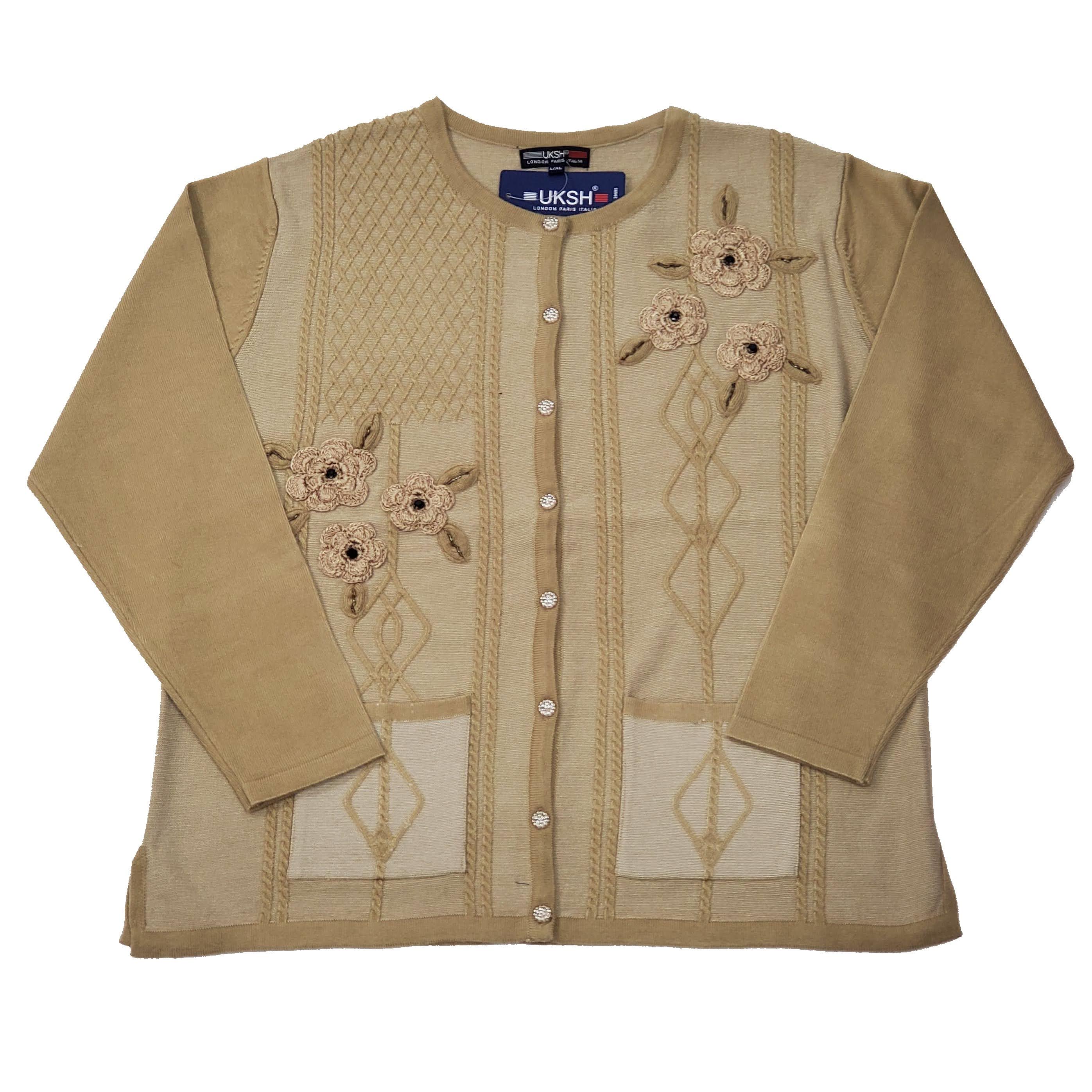 Women's Embroidered Floral Cardigan Sweater - Lightweight Knit Open Front Cover-Up for Spring & Fall Fashion, Date Nights, Office Wear