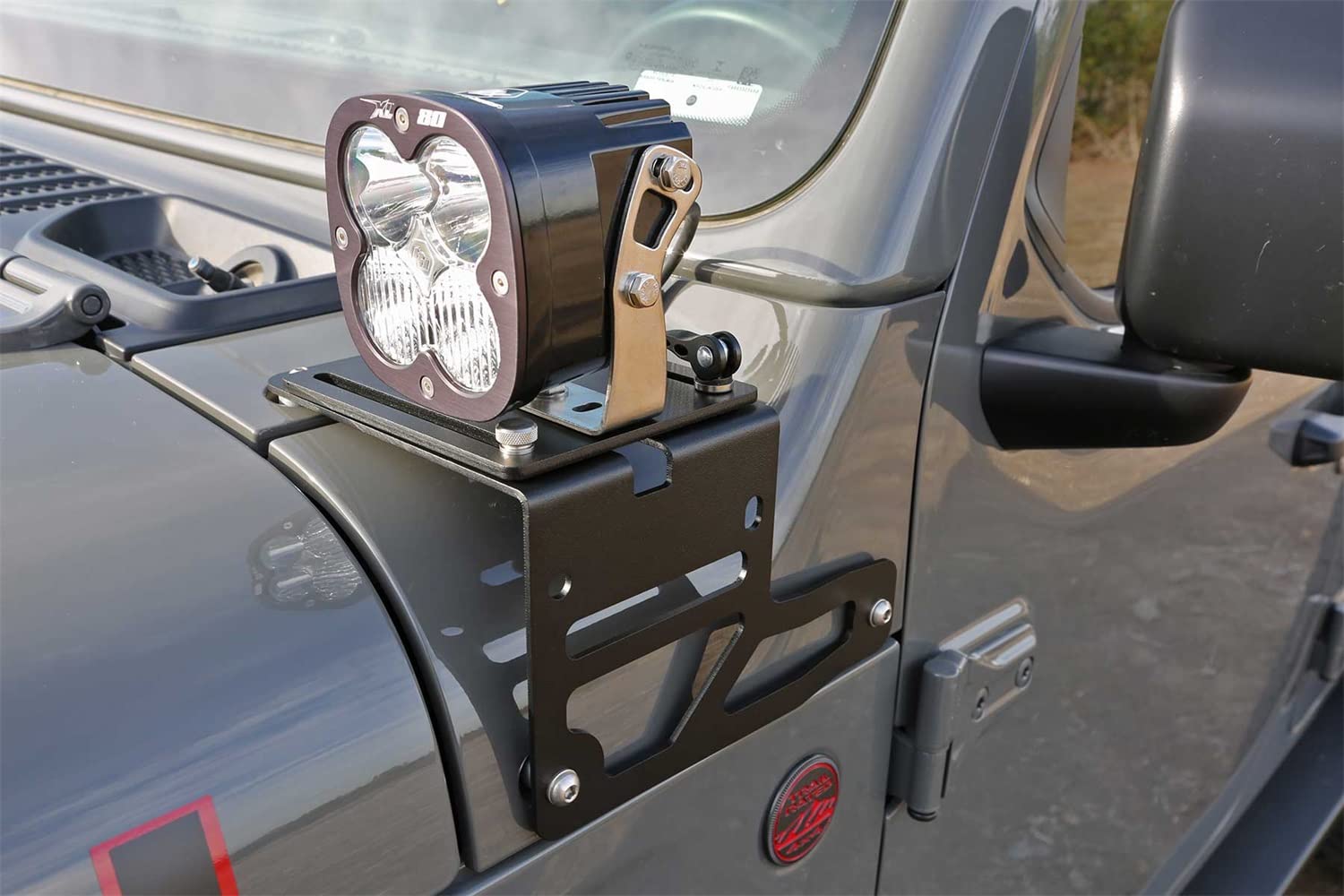 Fabtech FTS24270 Light Bracket Kit for Jeep Wrangler JL & JK - Heavy Duty Off-Road LED Light Mounting Bracket for Adventure & Trail Riding