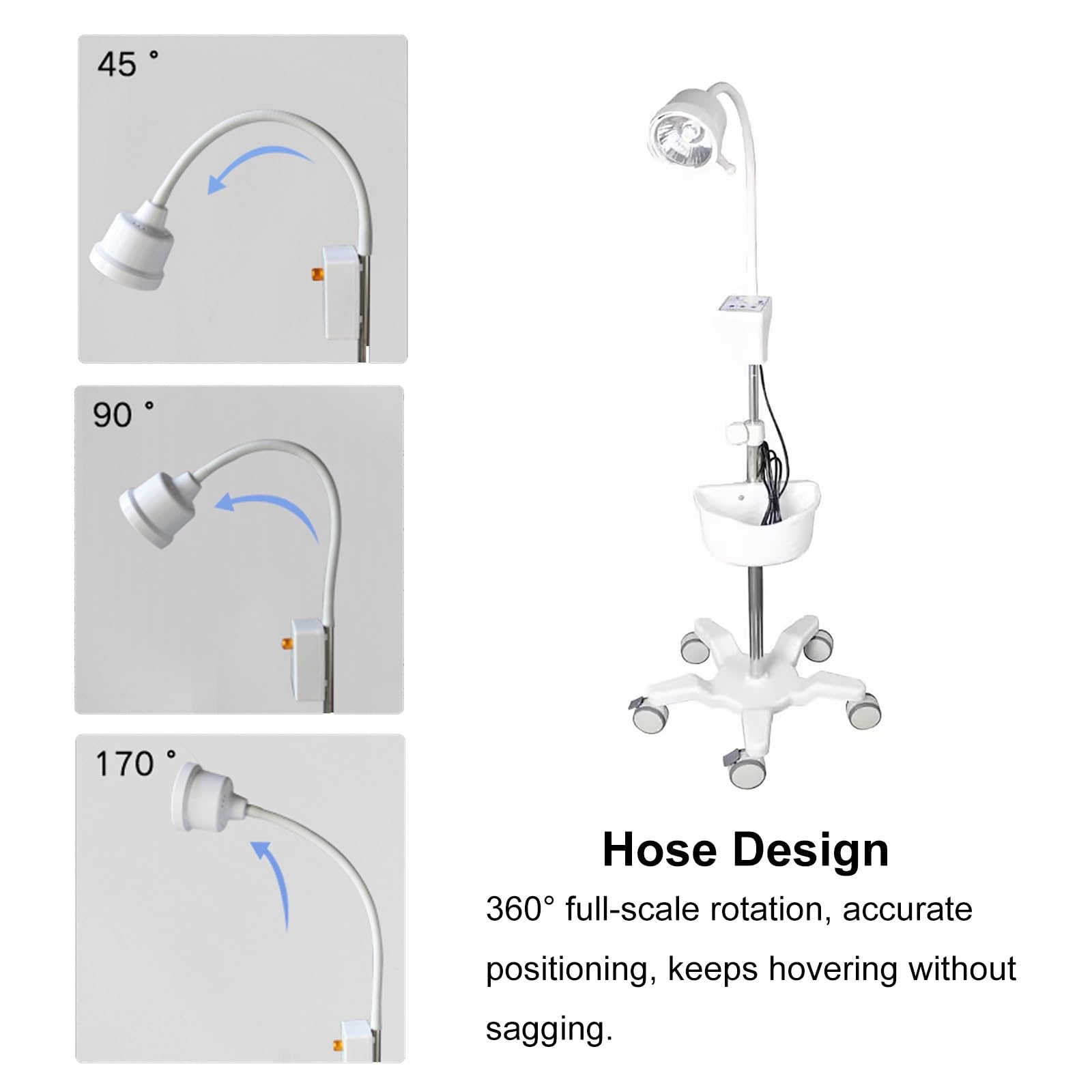 LED Surgical Examination Light - 360° Rotating Gooseneck Medical Lamp for Dental, Gynecological & Oral Procedures with Sturdy Base & 5 Silent Wheels - Perfect for Hospitals, Clinics & Emergency Rooms