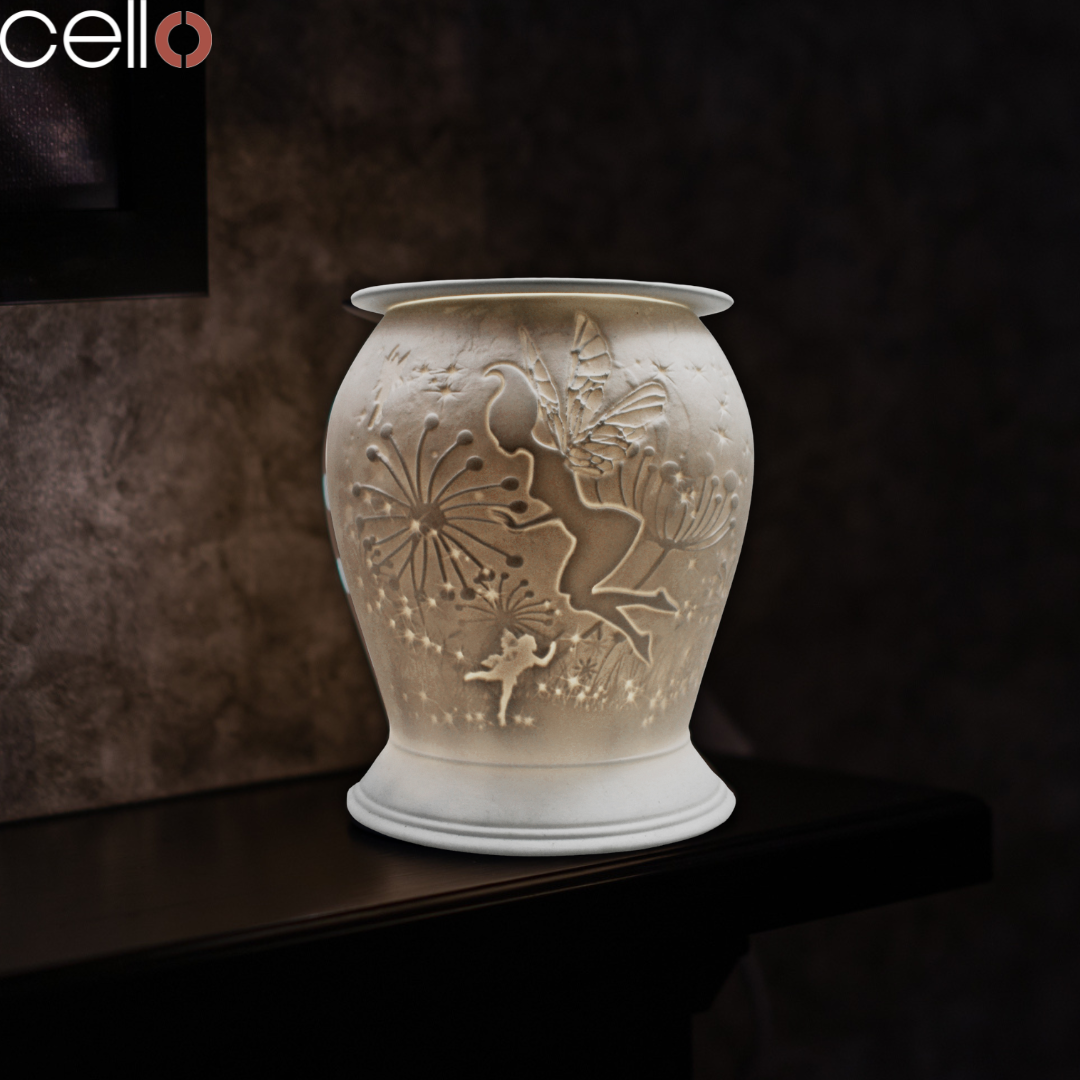 Fairy Tale Design Cello Porcelain Electric Wax Warmer with 12 Scented Wax Melts - Aromatherapy for Home, Office & Spa Relaxation