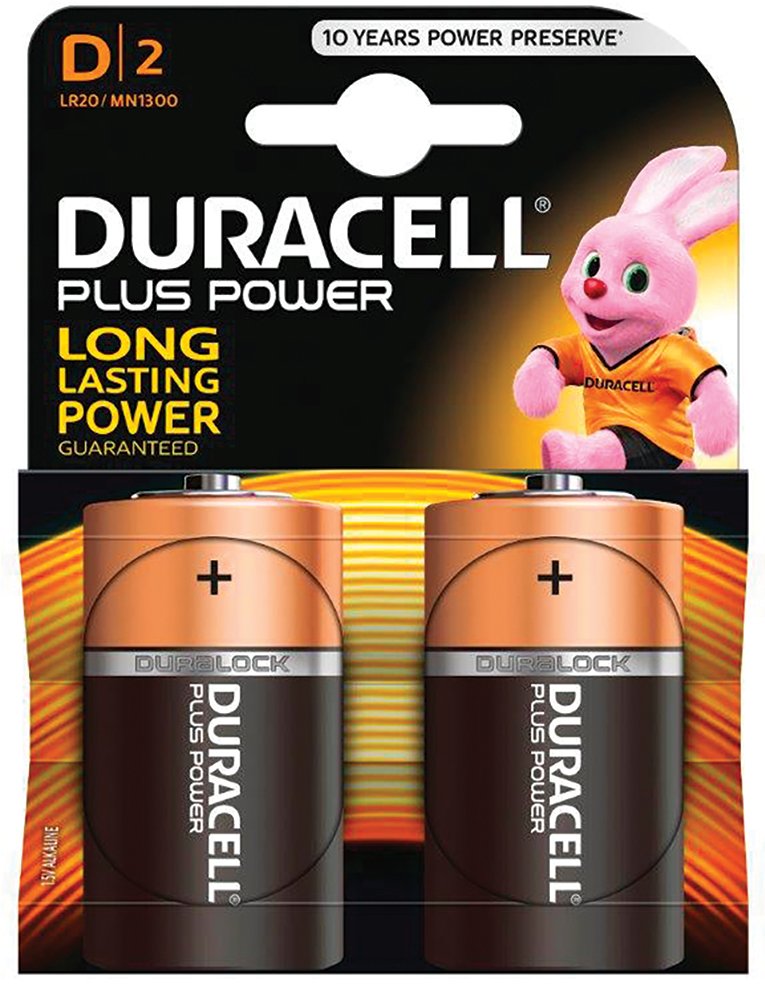 Duracell D Size Alkaline Batteries MN1300 - 2 Pack Long-Lasting Power for Flashlights, Toys & Electronics - High-Performance AA Batteries for Home & Office Use