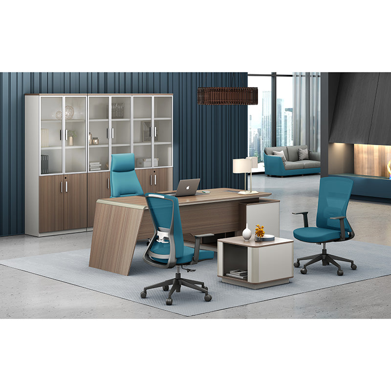Premium ANDERS Executive Desk with Reversible Return - 2.0M Length in Hazelnut & Beige Finish | Modern Home Office Furniture for Professionals & Remote Workers