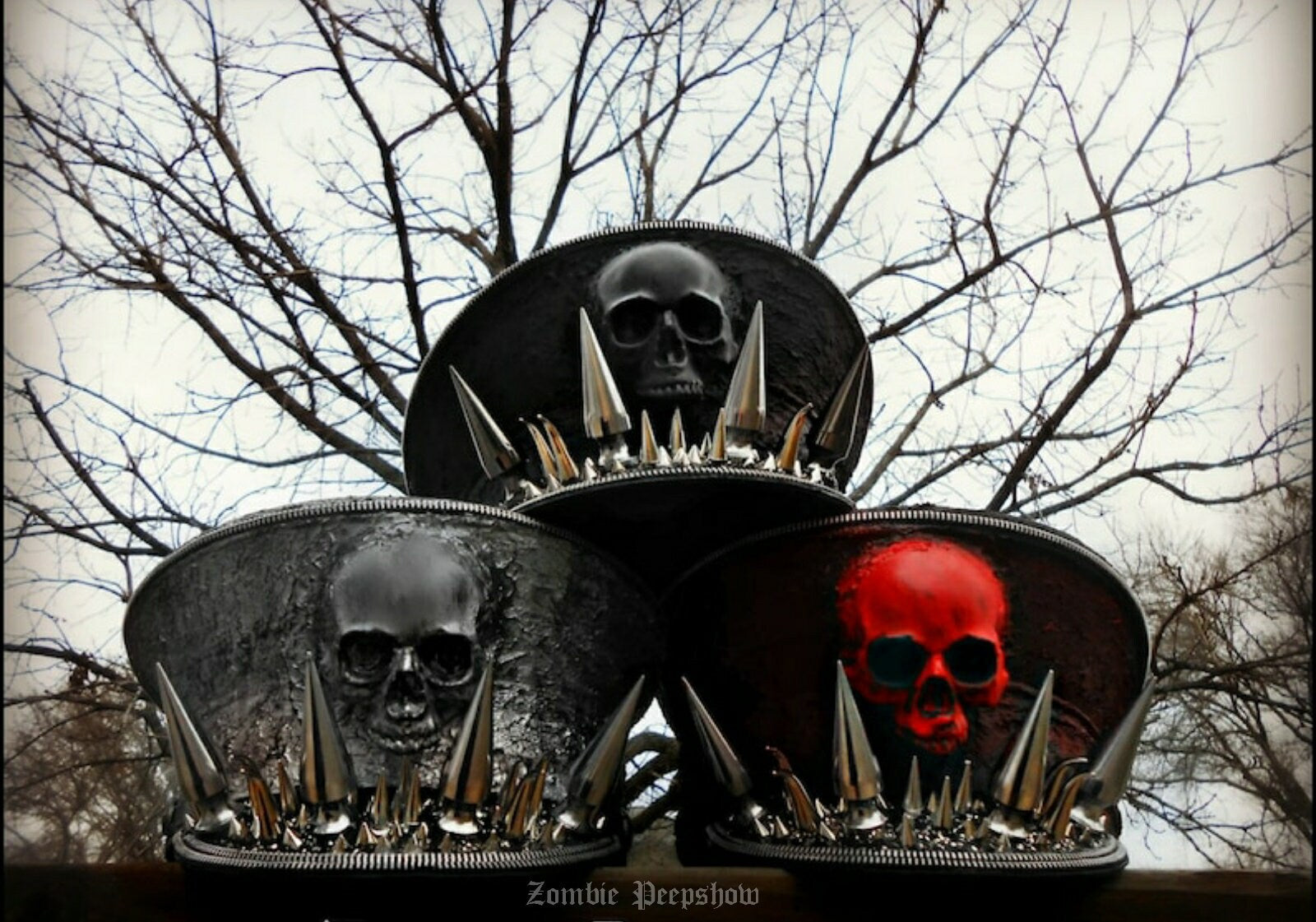 Skull Hellbound Extreme Spiked Hat - Gothic Punk Fashion Accessory for Men & Women - Perfect for Concerts, Halloween, and Rock Events