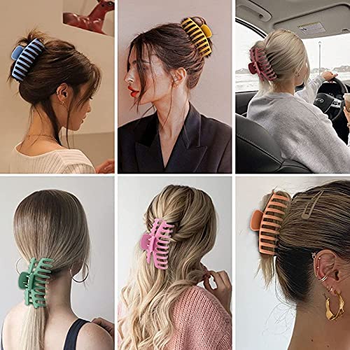 12 Pack Large Non-Slip Matte Banana Hair Claw Clips for Women - Strong Hold Jaw Clips for Thin & Thick Hair - Perfect for Updos, Ponytails & Everyday Styling