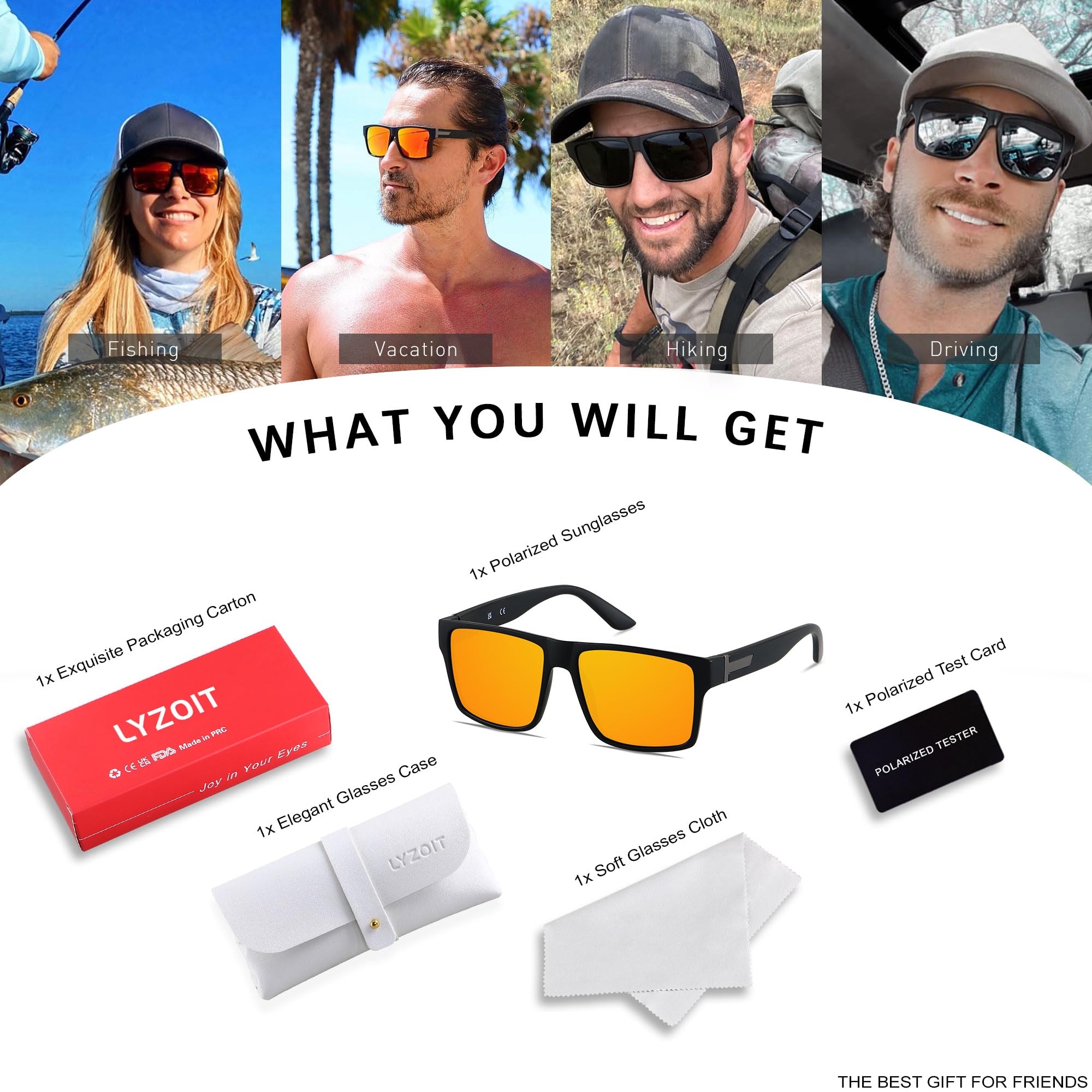 LYZOIT Square Polarized Sunglasses for Men & Women - UV Protection, Oversized Rectangle Shades for Driving, Beach & Outdoor Activities