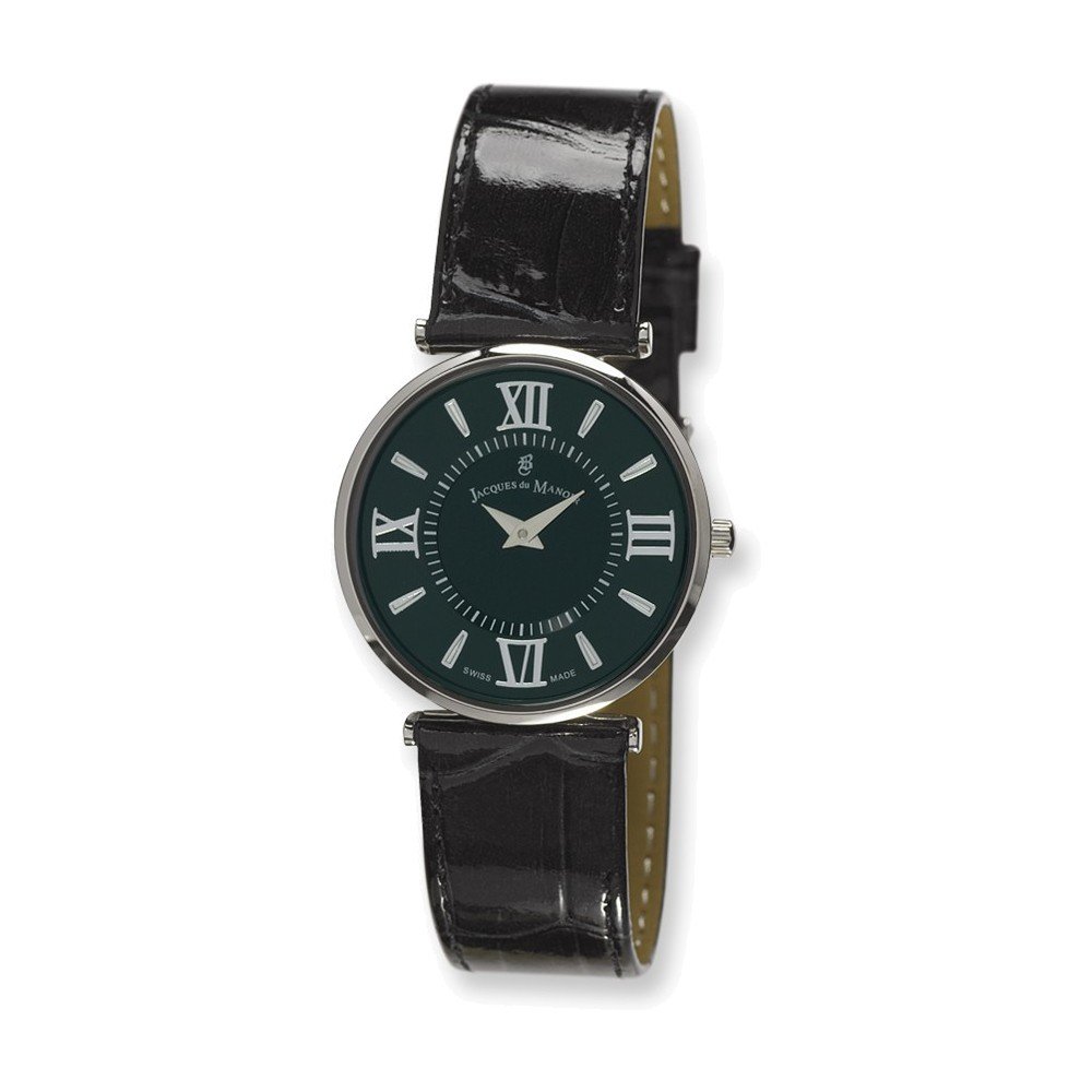 Jacques du Manoir Women's Black Leather Strap Watch - Elegant Dress Watch for Business, Evening & Special Occasions