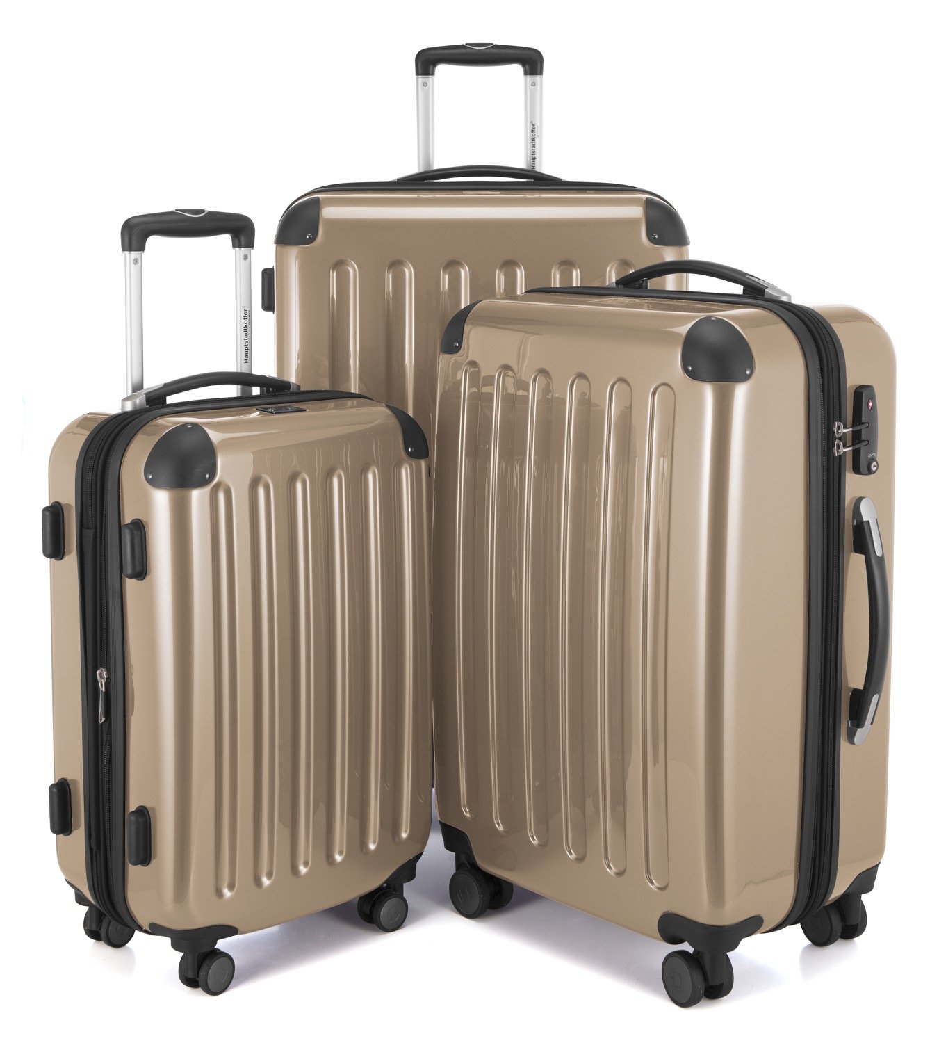 Premium 3-Piece Champagne Luggage Set by Hauptstadtkoffer - Perfect for Business Travel, Family Vacations & International Trips