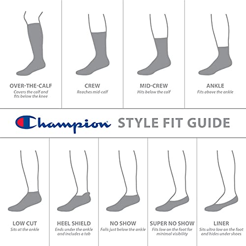 Champion Women's Moisture-Wicking Double Dry Socks - 6-Pack (Crew, Ankle & No Show) for Running, Workout & Everyday Comfort