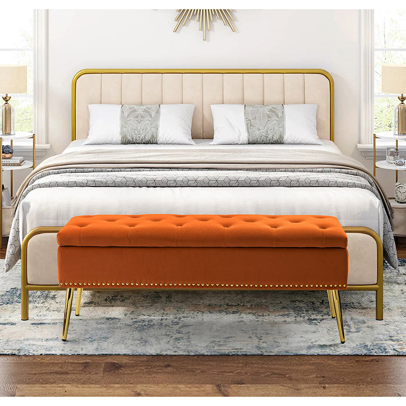 Lenore Upholstered Storage Bench with Cushion Seat - Modern Upholstered Ottoman for Bedroom, Living Room & Entryway - Multi-Functional Storage Furniture for Home Organization