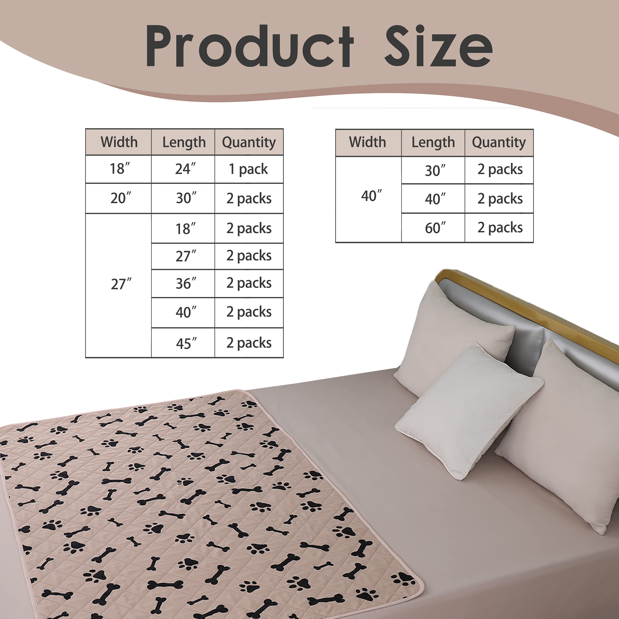Washable Dog Crate Pee Pads - Non-Slip Absorbent Puppy Training Pads for Small Dogs, Waterproof Pet Rug Mat for Kennel & Indoor Use (4060 Beige) - Perfect for Crate Training, Housebreaking & Travel