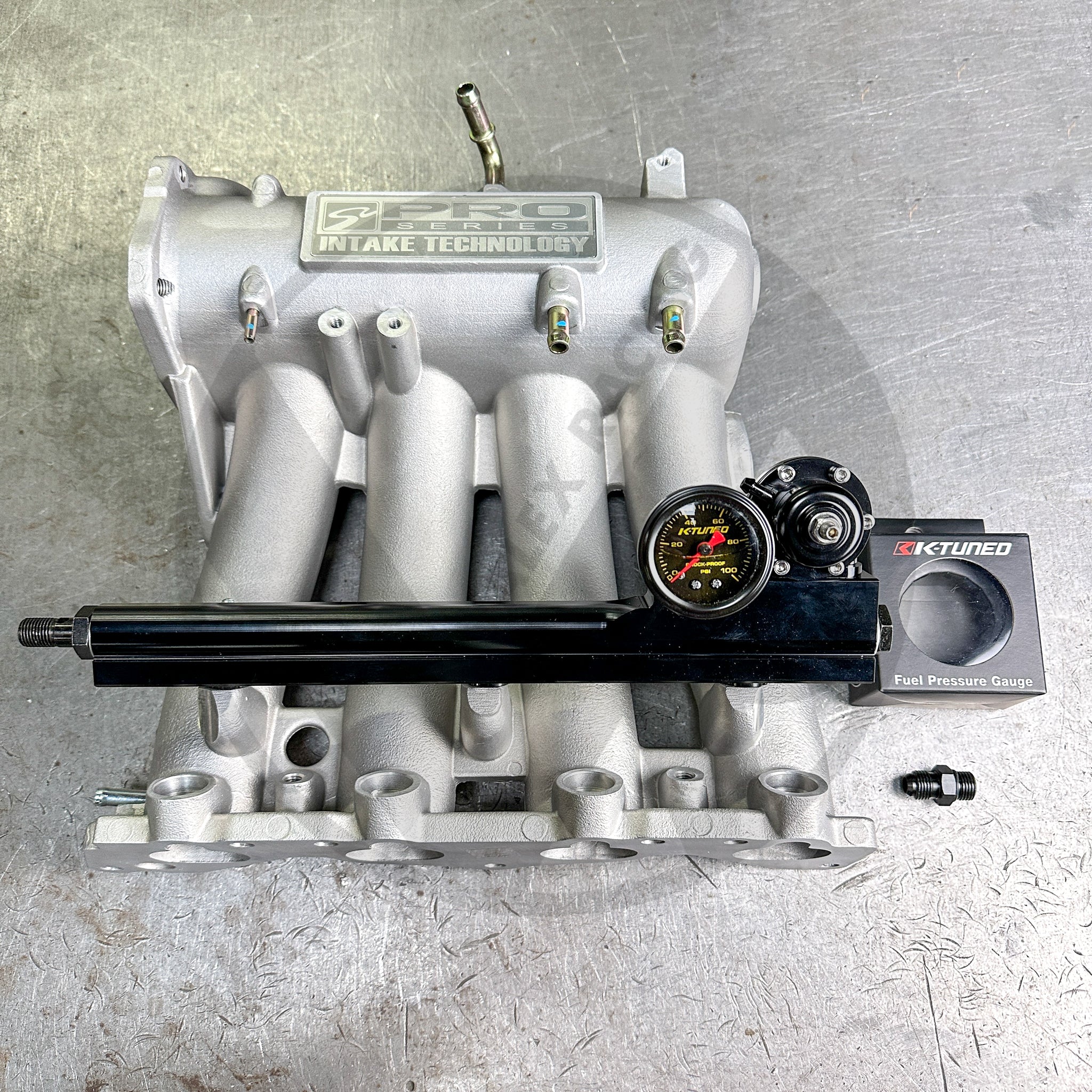 AEM Style Fuel System with K Tuned Fuel Pressure Gauge for Honda D16Z6 D15 3 Bolt Style - High Performance Fuel Upgrade for Honda Civic, CRX & Integra - Perfect for Racing & Engine Tuning