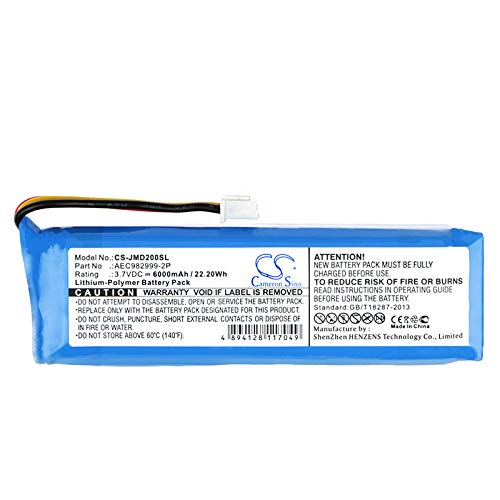 6000mAh Replacement Battery for JBL Charge 3/4 Speaker - JBL AEC982999-2P Compatible - Long Lasting Power for Outdoor Parties, Camping & Beach Use
