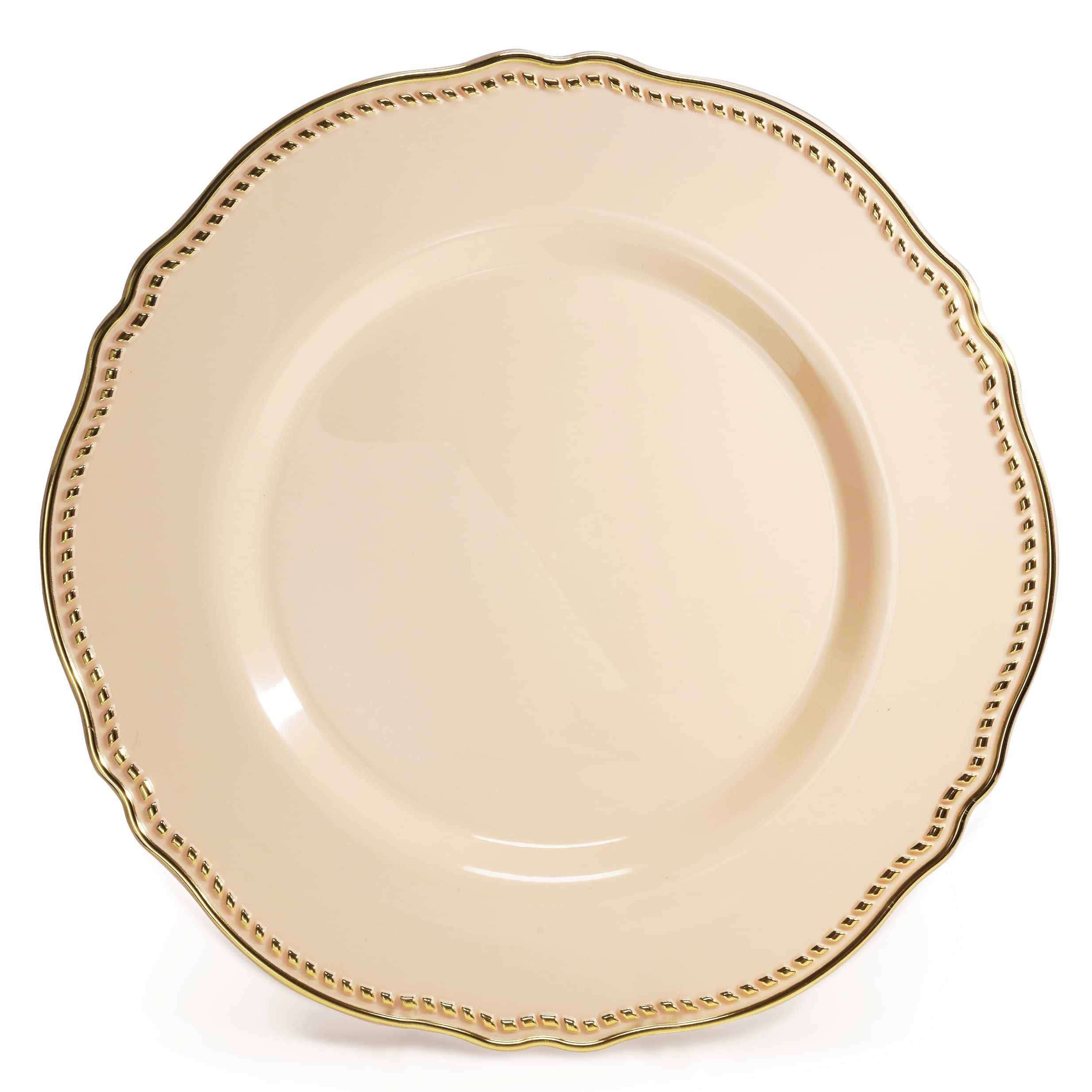 20-Pack Heavyweight Disposable Plastic Plates for Weddings & Parties - 7.5'' Appetizer/Dessert Plates in Rochelle Antique Rose & Gold - Elegant Dinnerware for Bridal Showers, Baby Showers & Special Events